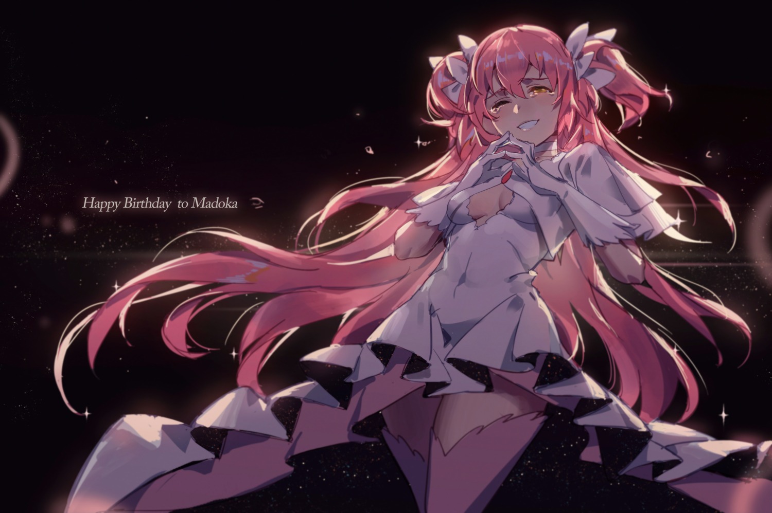 cleavage, dress, kaname_madoka, mahou_shoujo_madoka_magica, no_bra, pg_(pgouwoderen), thighhighs