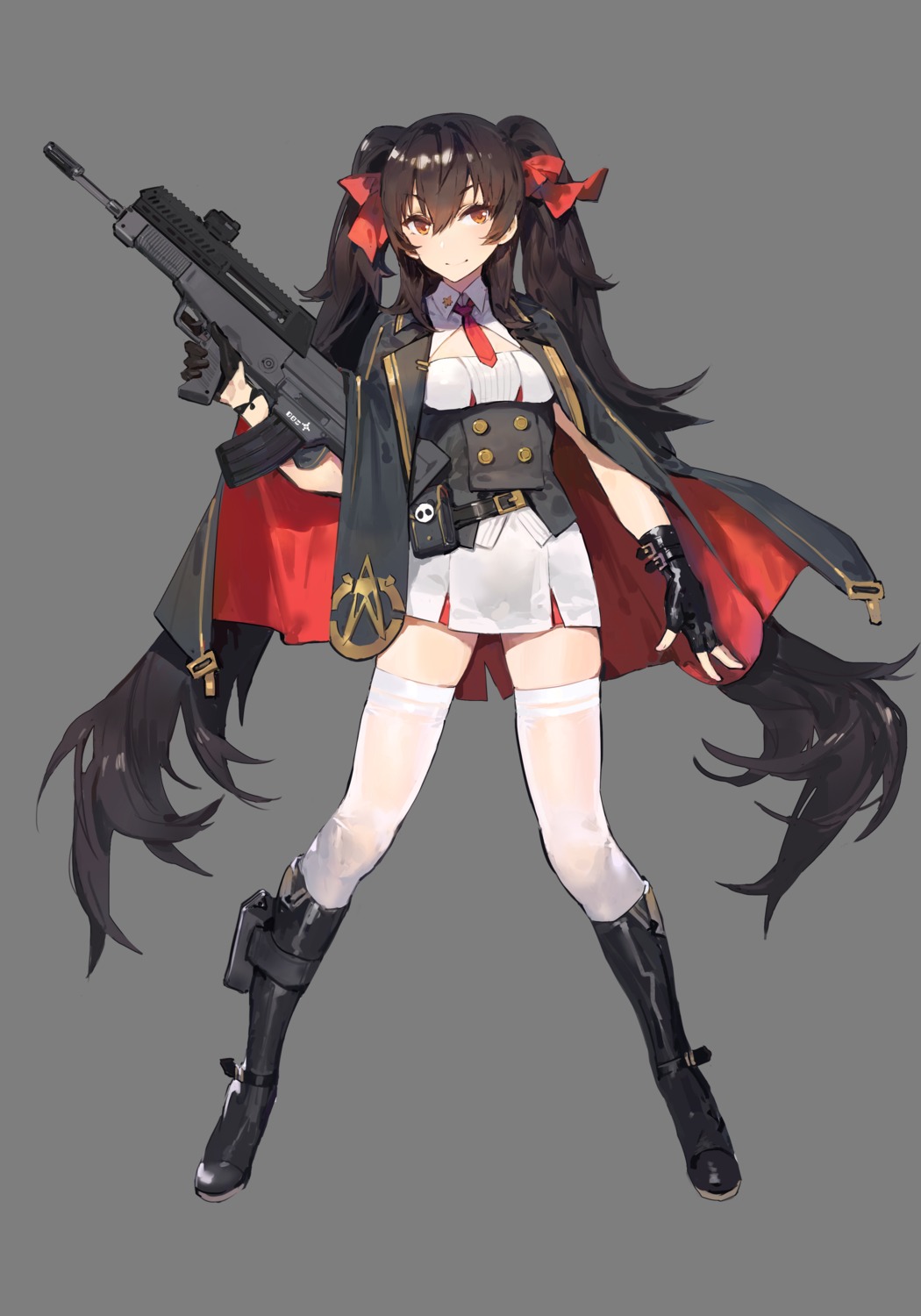 girls_frontline, gun, kishiyo, qbz-97_(girls_frontline), see_through, thighhighs, transparent_png, uniform