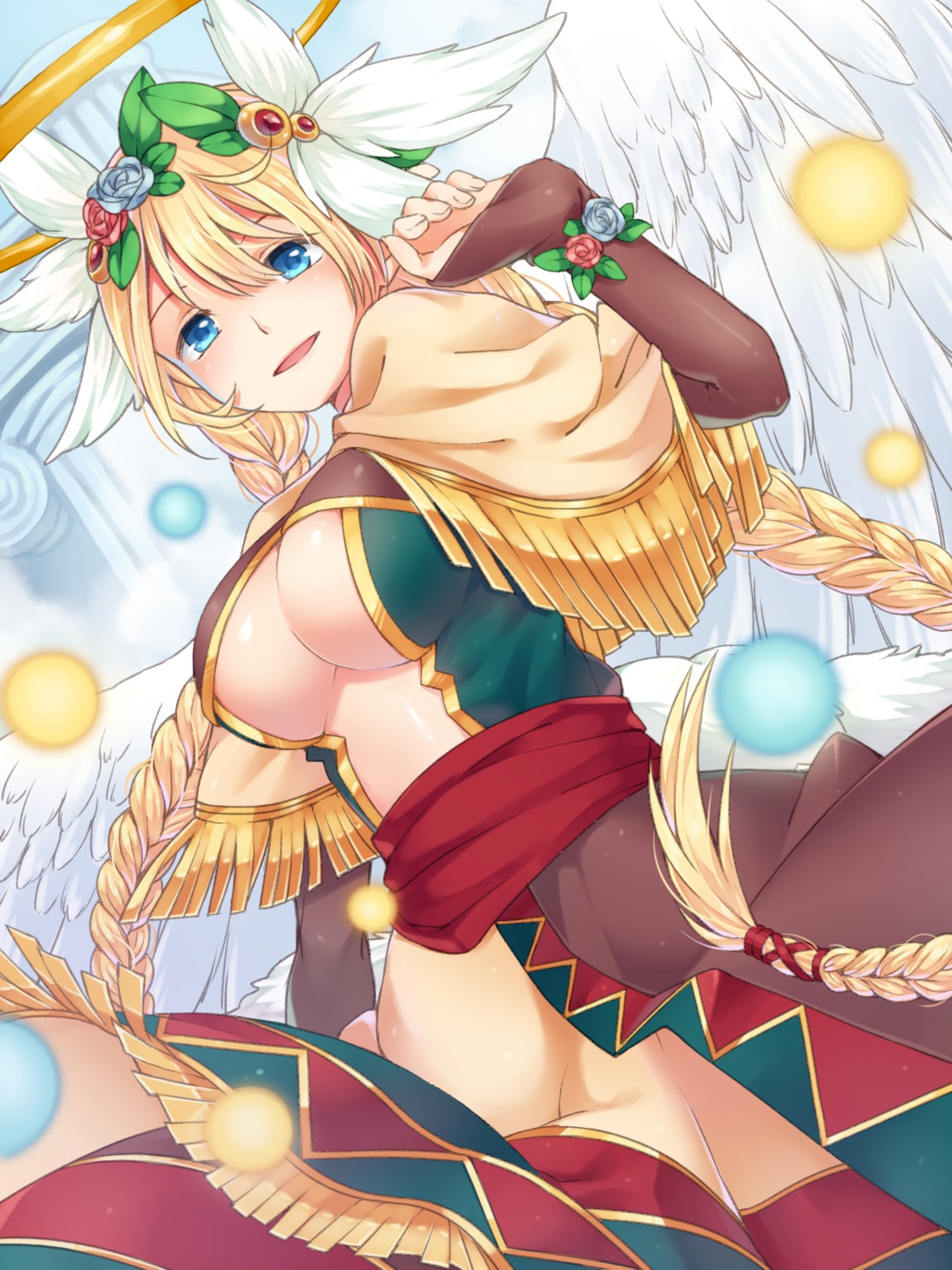 no_bra, puzzle_&_dragons, roy_(pixiv992911), underboob, wings