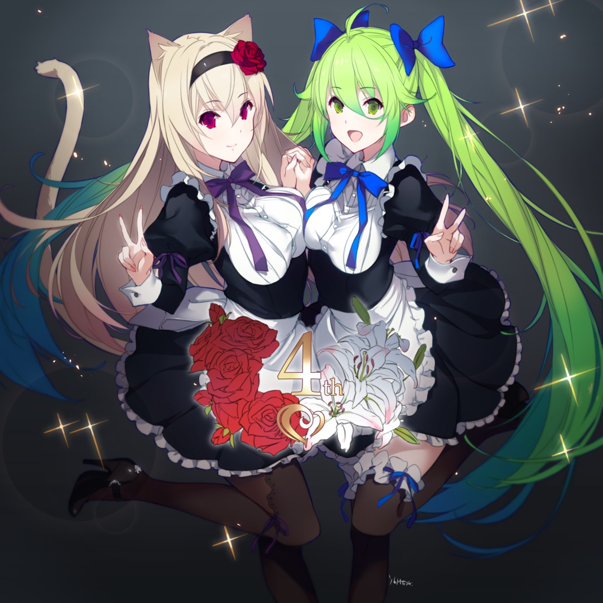 animal_ears, falkyrie_no_monshou, heels, kagetomo_midori, maid, nekomimi, symmetrical_docking, tail