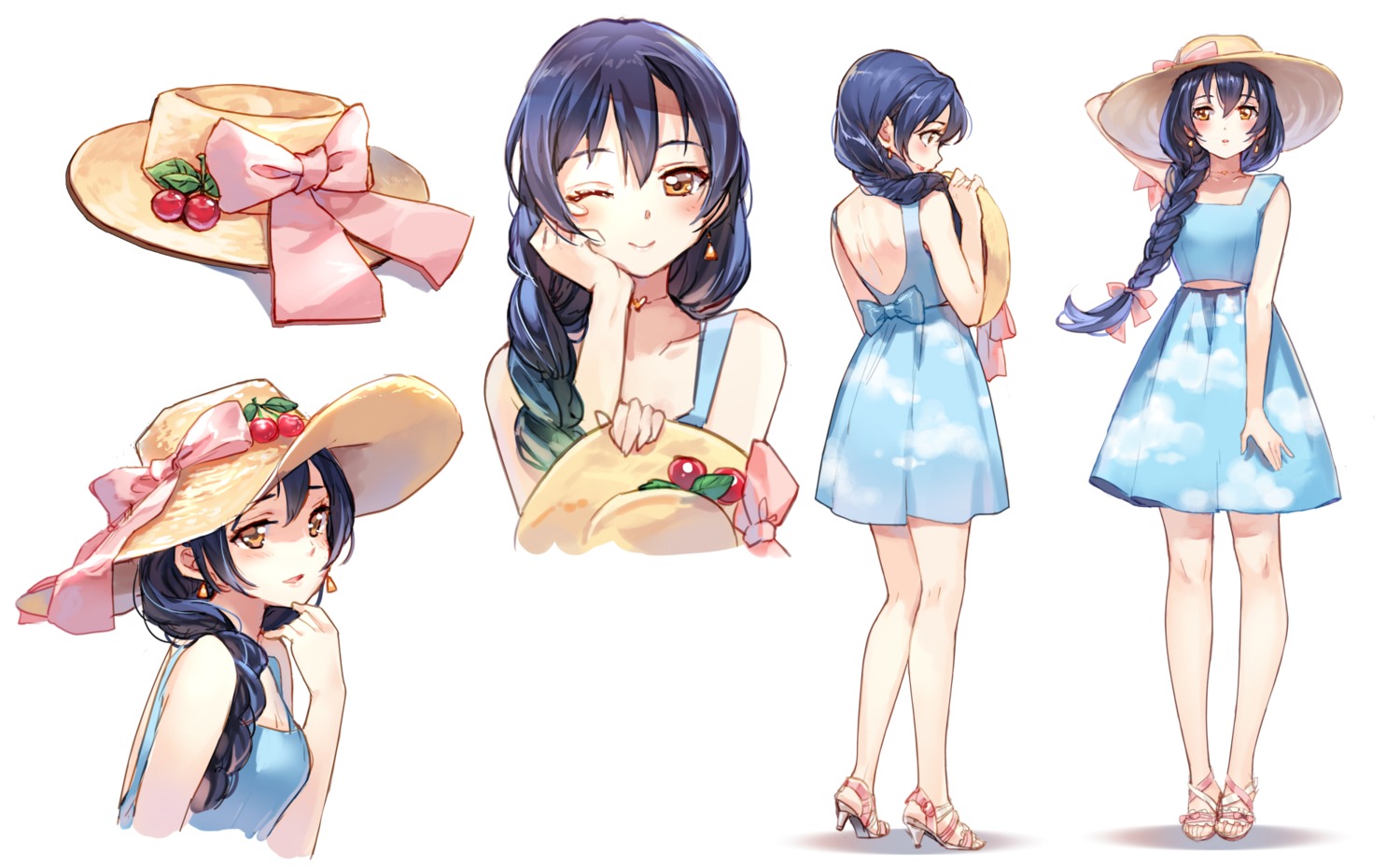 dress, heels, love_live!, love_live!_(series), sheska_xue, sonoda_umi, summer_dress