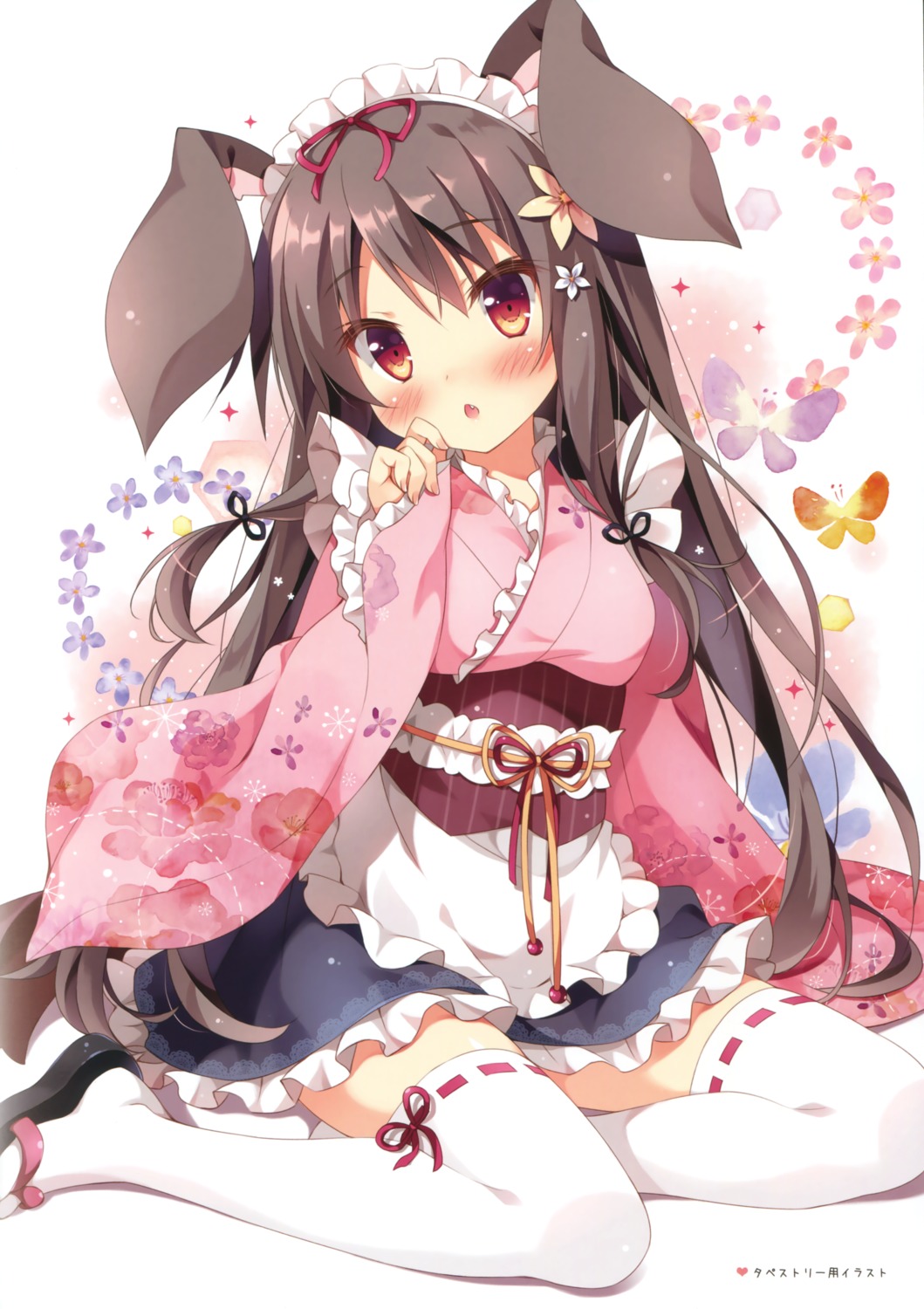animal_ears, bunny_ears, maid, pan, pan_no_mimi, thighhighs, tsukimi_(pan), wa_maid