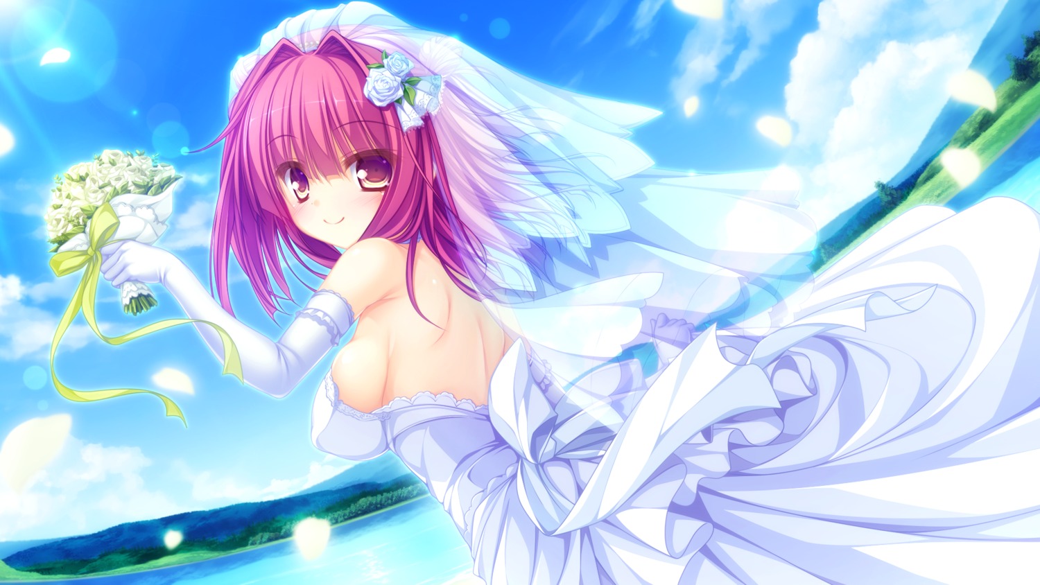 dress, game_cg, kujiragami_no_tearstilla, mikagami_mamizu, narumi_marine, wedding_dress, whirlpool