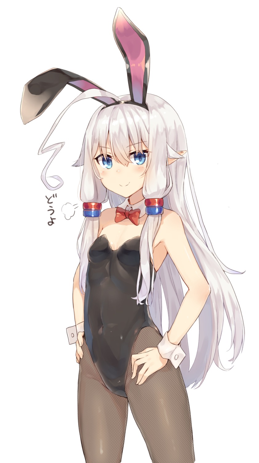 animal_ears, bunny_ears, bunny_girl, fishnets, pantyhose, pointy_ears, ruma_imaginary