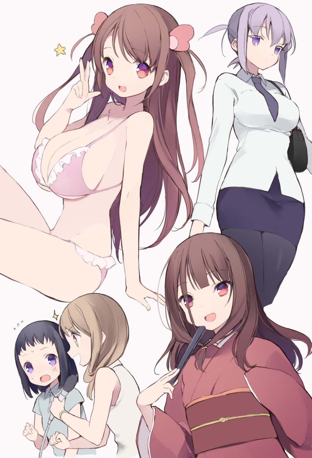 bikini, cleavage, itsumi_(itumiyuo), pantyhose, saki, swimsuits, underboob, yukata