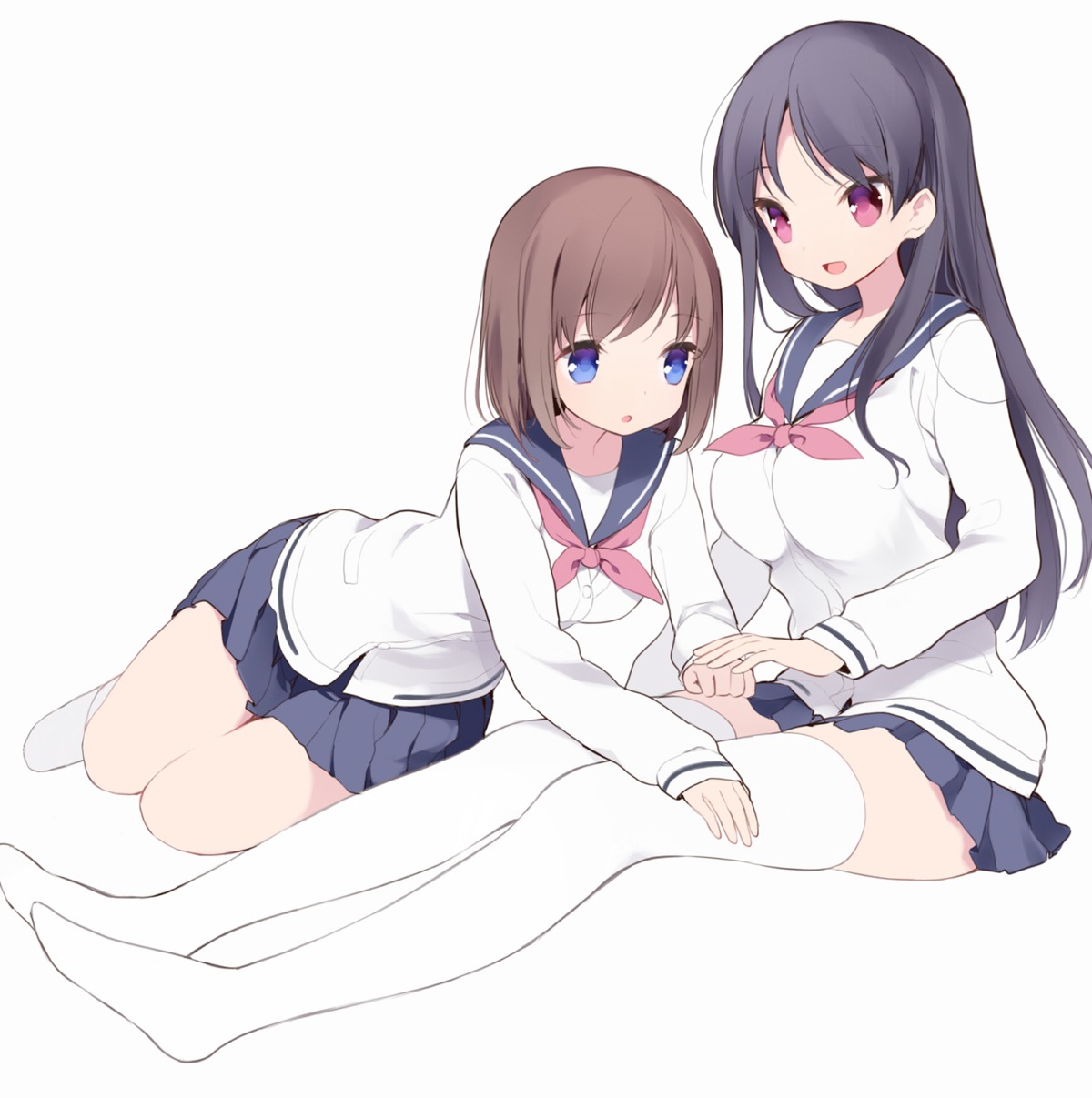 itsumi_(itumiyuo), onjouji_toki, saki, seifuku, shimizudani_ryuuka, thighhighs