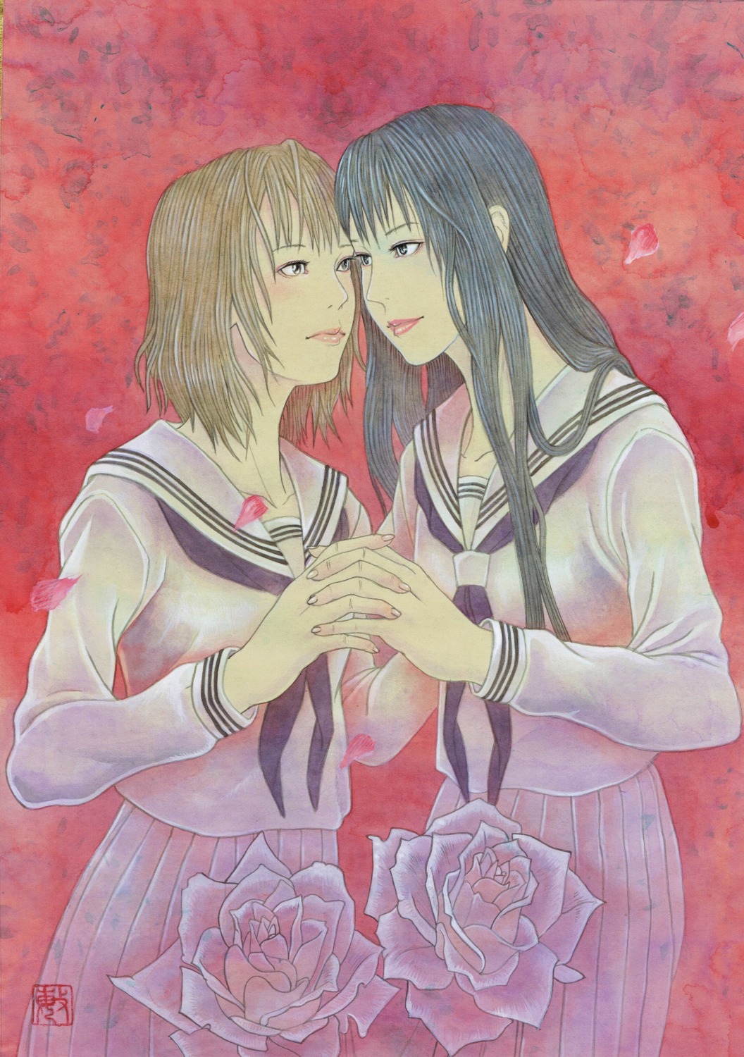 bin, seifuku, yuri