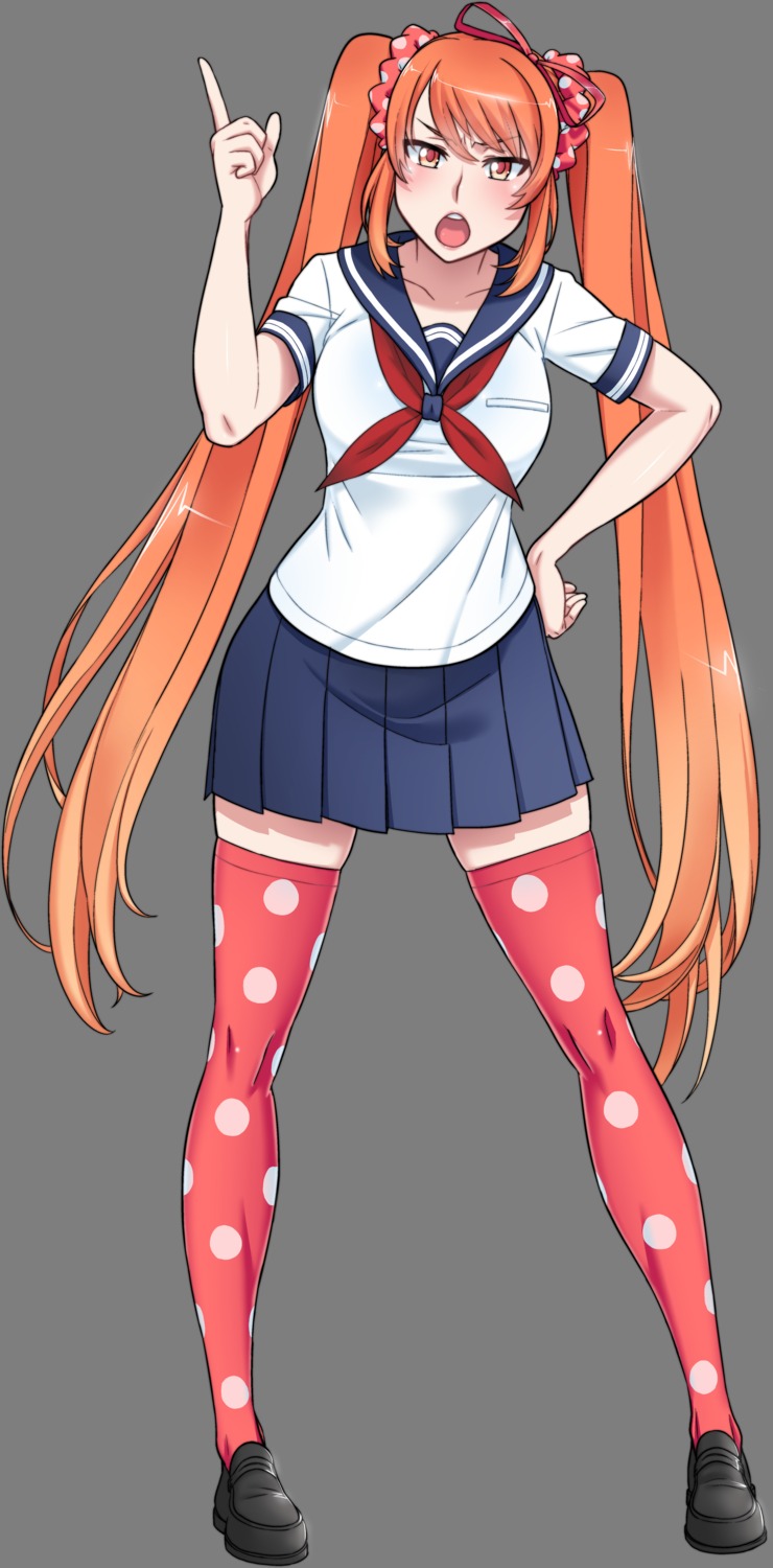 kjech, osana_najimi_(yansim), seifuku, thighhighs, transparent_png, yandere_simulator