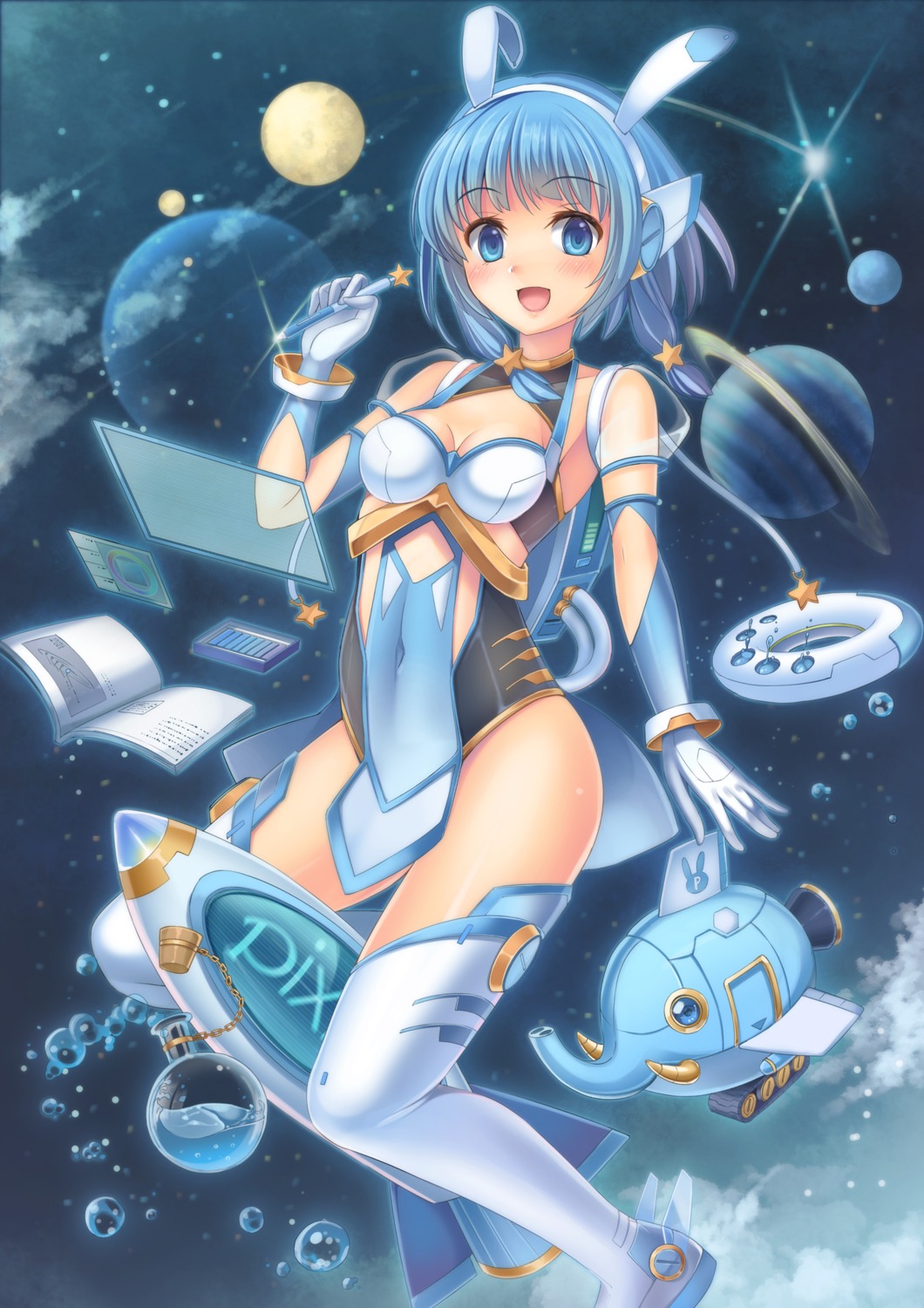 animal_ears, bunny_ears, cleavage, pixiv-tan, thighhighs, umitonakai