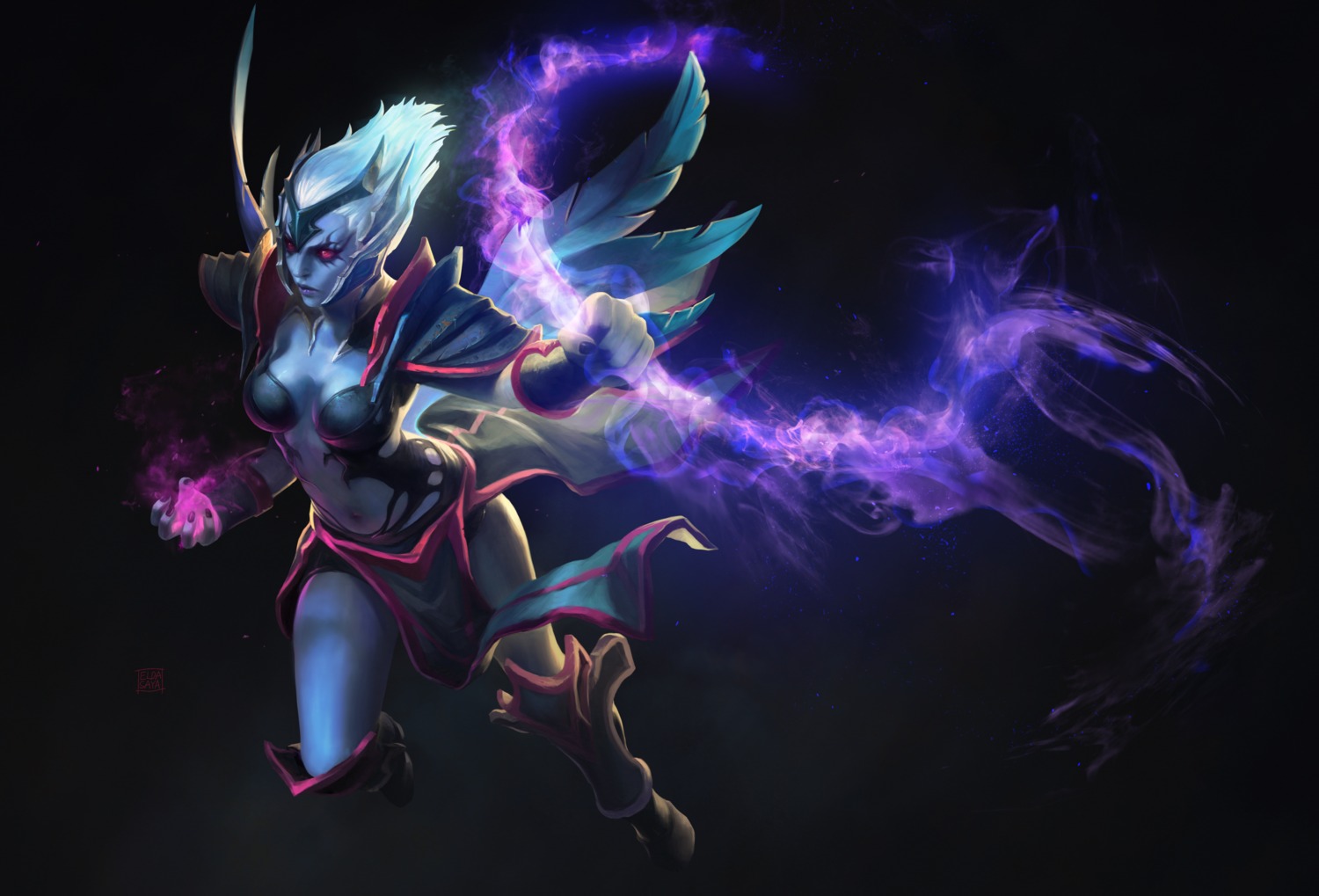 armor, cleavage, defense_of_the_ancients, no_bra, tagme, vengeful_spirit, weapon