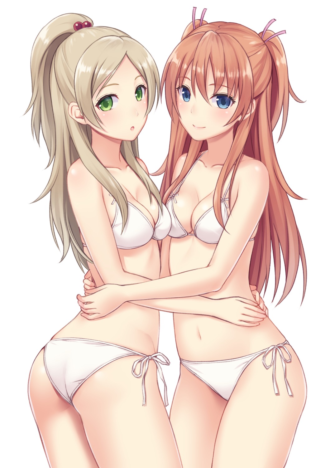 ass, bikini, cleavage, houjou_hibiki, minamino_kanade, n.g., precure, swimsuits, symmetrical_docking