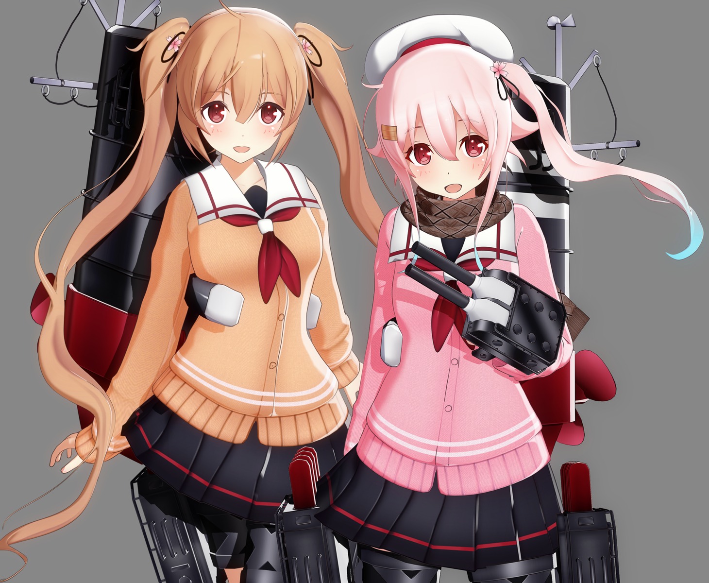 harusame_(kancolle), kantai_collection, murasame_(kancolle), pomp-chou, seifuku, sweater