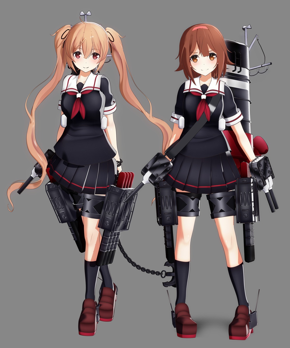 kantai_collection, murasame_(kancolle), pomp-chou, seifuku, shiratsuyu_(kancolle)