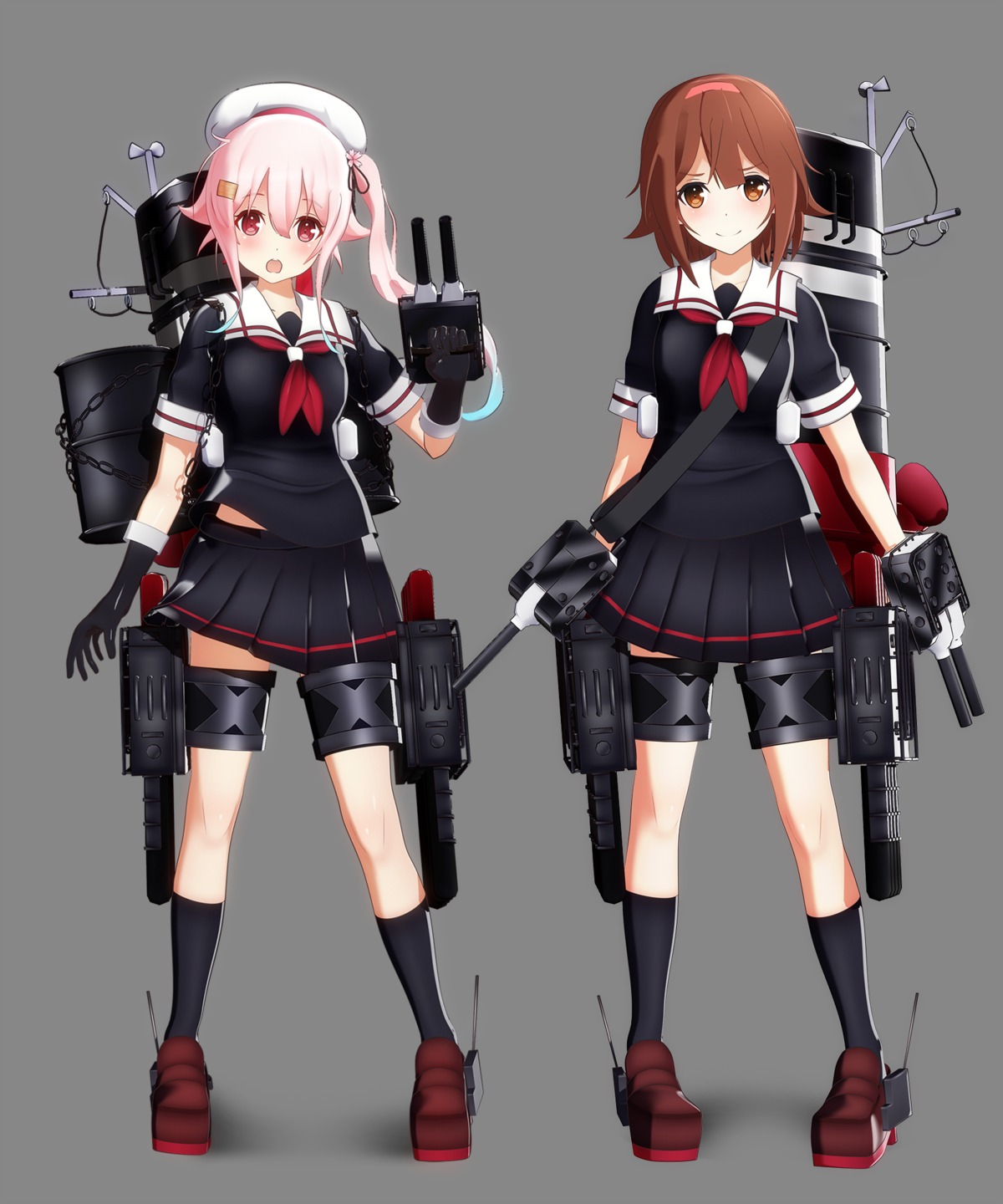 harusame_(kancolle), kantai_collection, pomp-chou, seifuku, shiratsuyu_(kancolle)