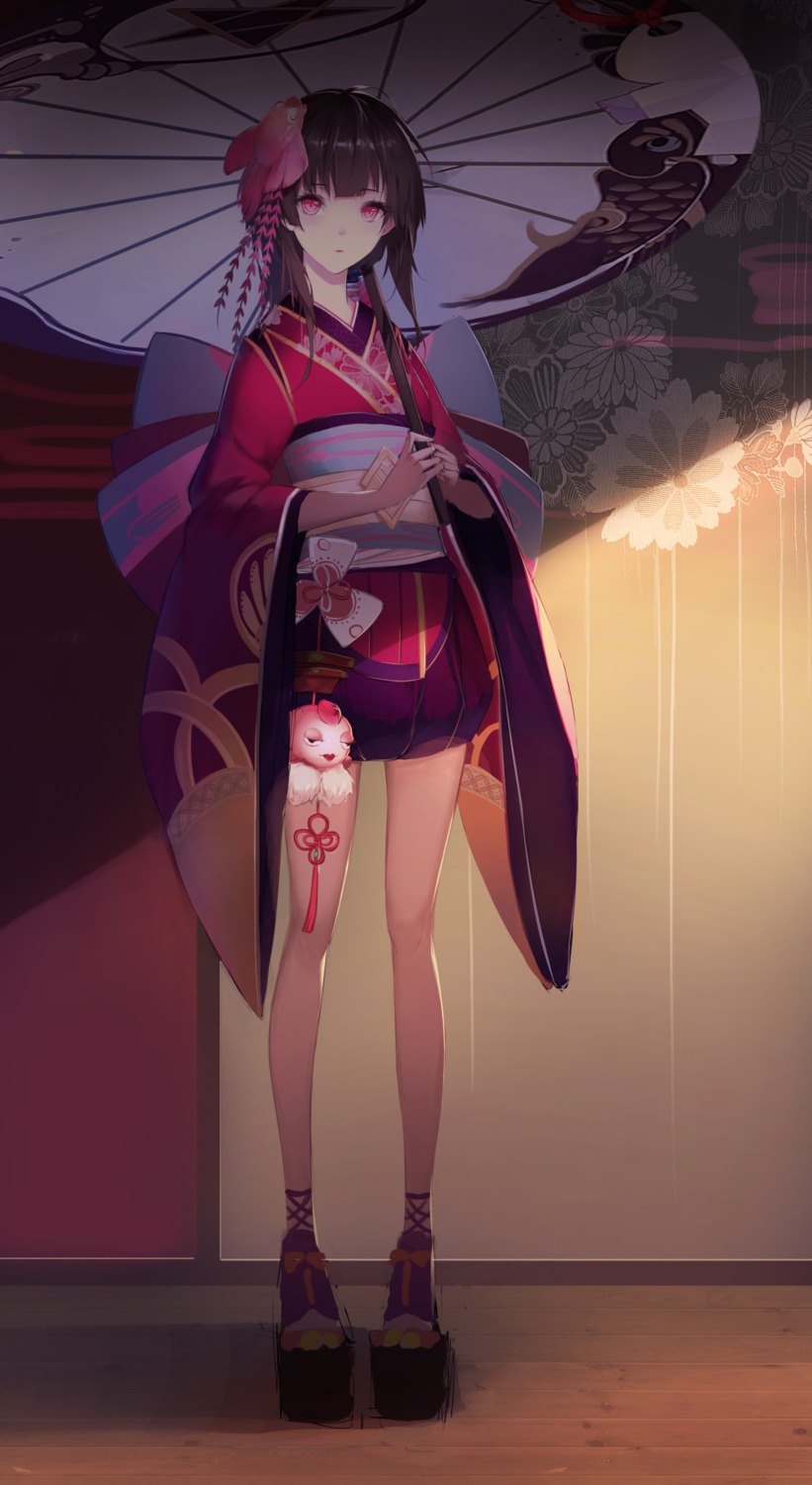 japanese_clothes, junpakuteki_touga, kagura_(onmyouji), onmyouji, umbrella