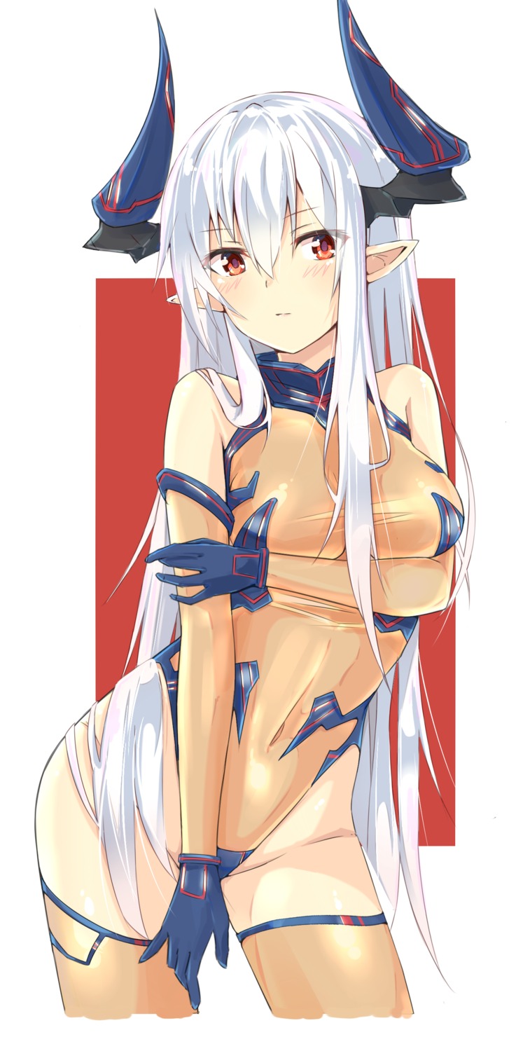 bodysuit, breast_hold, colo_mag-chan, granblue_fantasy, horns, pointy_ears, thighhighs, yutchin