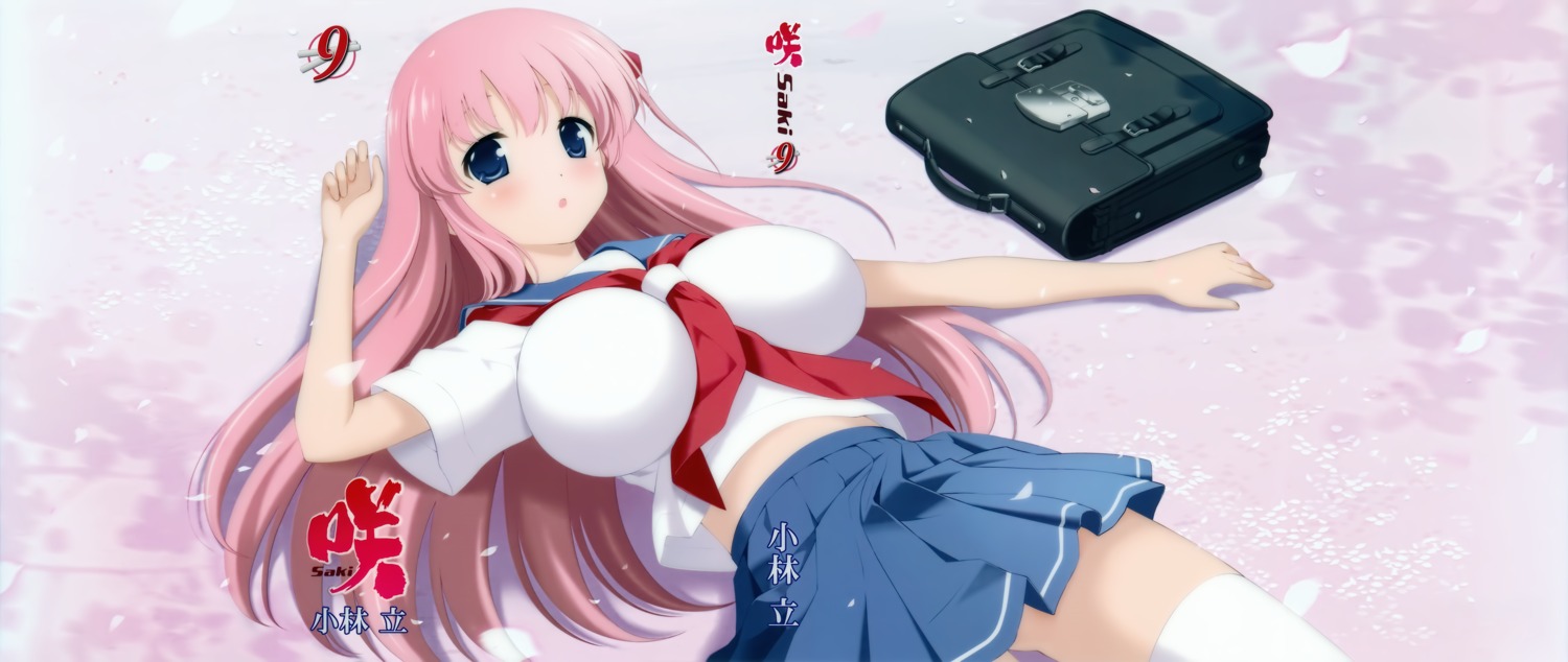 haramura_nodoka, kobayashi_ritz, saki, seifuku, thighhighs