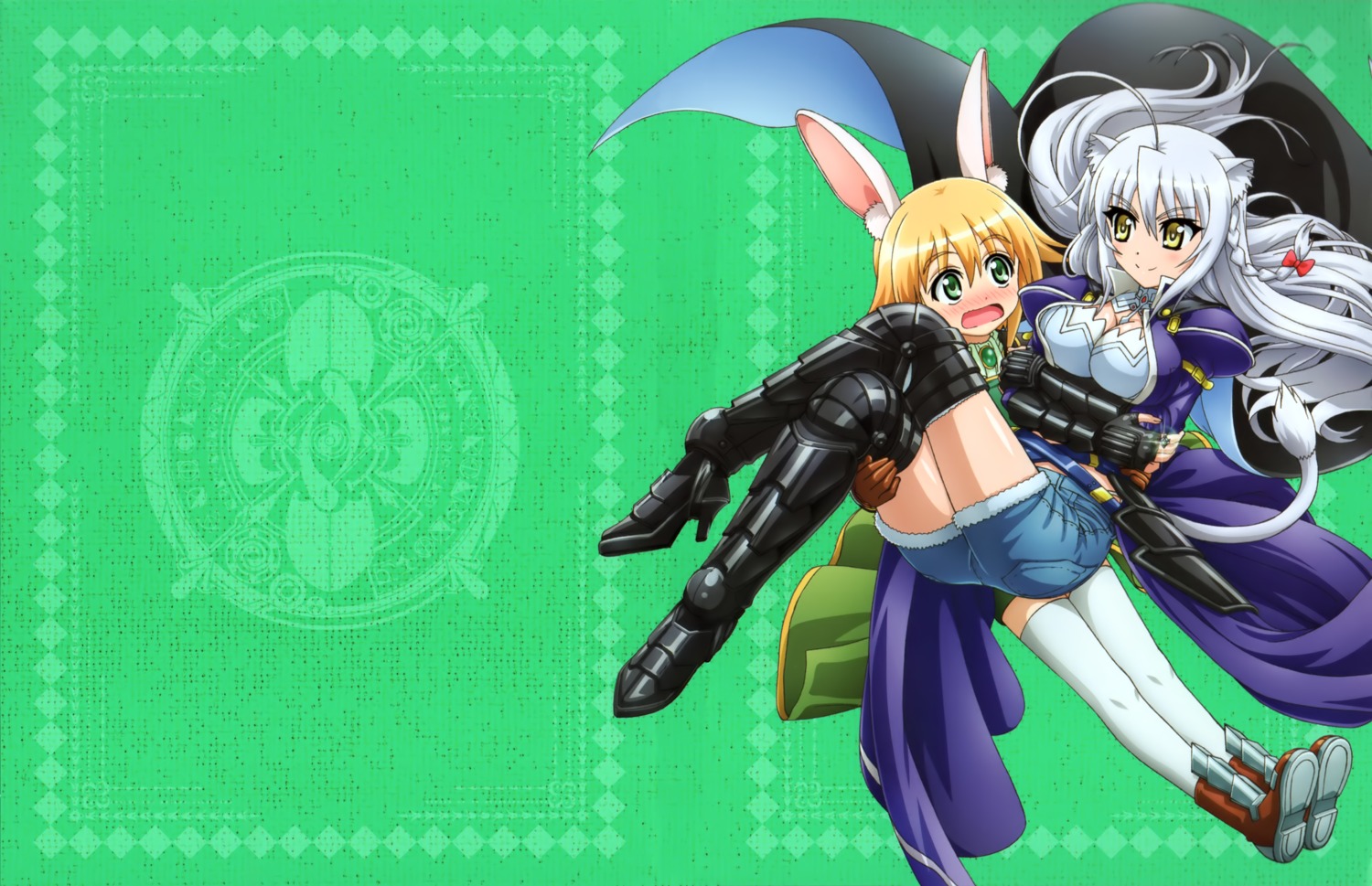 animal_ears, armor, bunny_ears, cleavage, dog_days, heels, leonmitchelli_galette_des_rois, tail