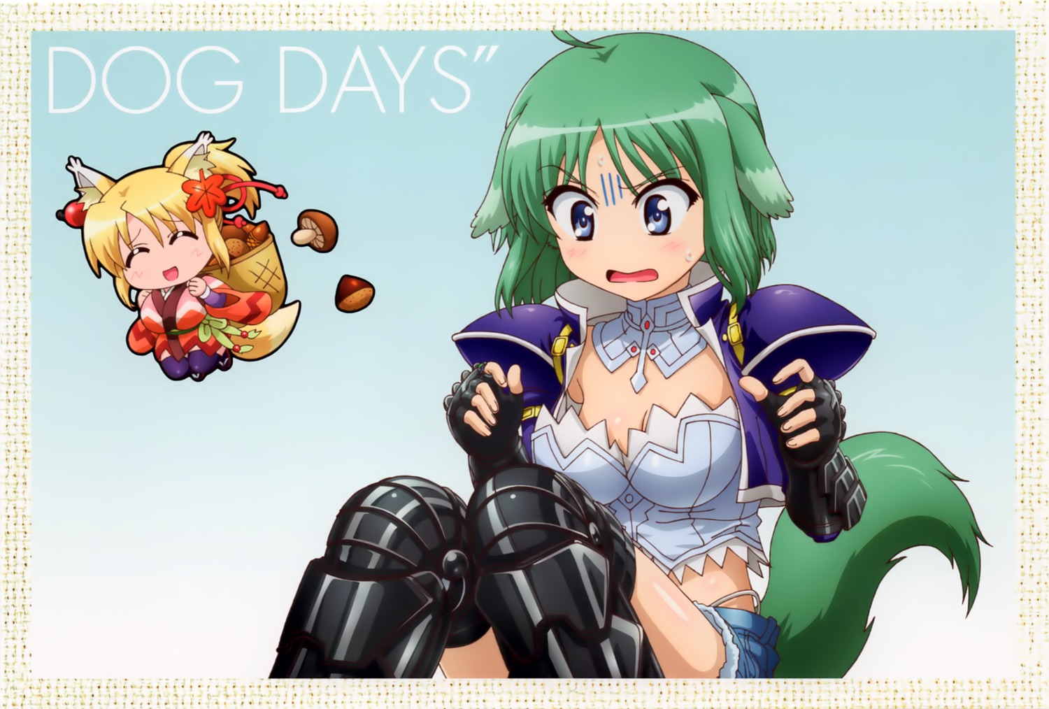 animal_ears, armor, chibi, cleavage, dog_days, eclair_martinozzi, tail, thighhighs