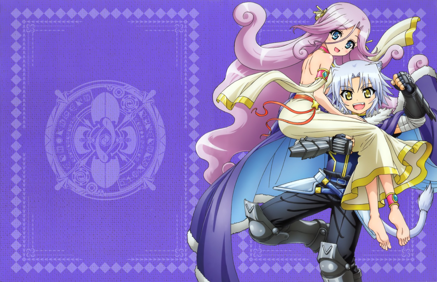 animal_ears, aria_(dog_days), armor, dog_days, dress, gaul_galette_des_rois, no_bra, tail