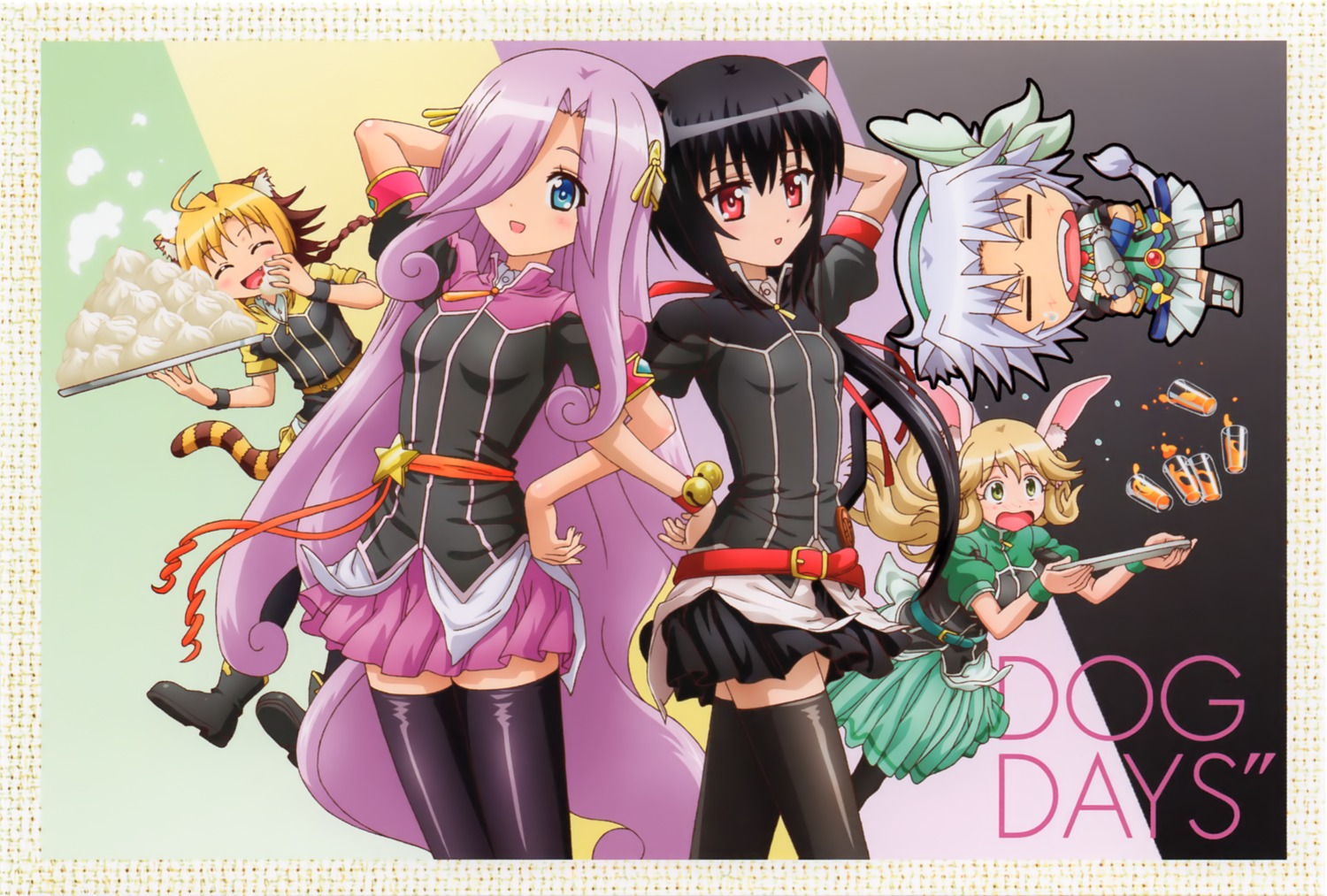 animal_ears, aria_(dog_days), bunny_ears, chibi, dog_days, gaul_galette_des_rois, jaune_clafoutis, noir_vinocacao