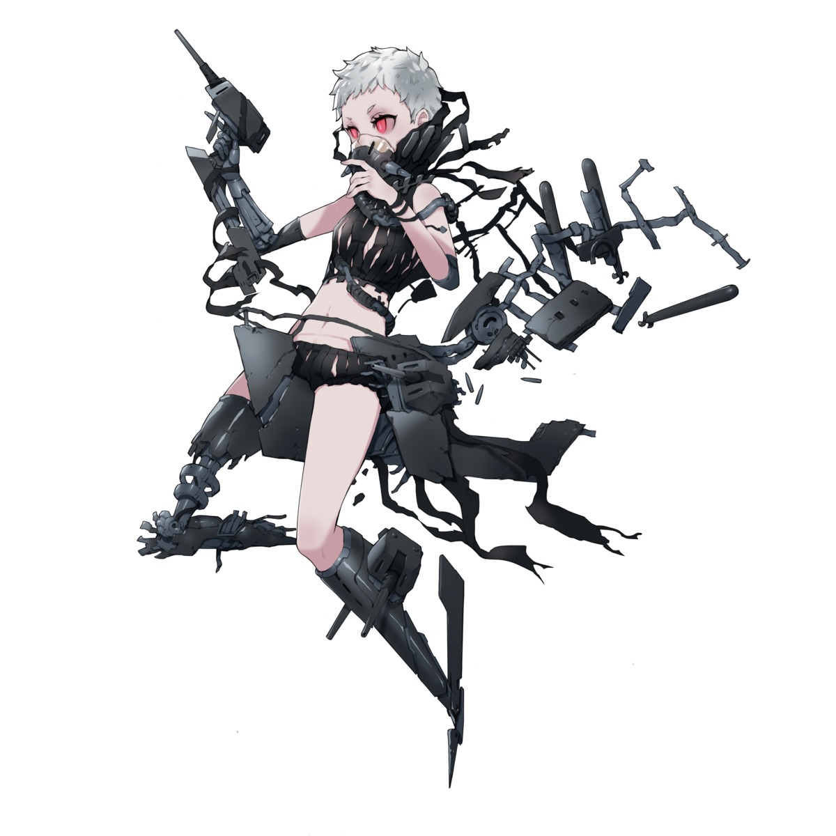 arimusume, battleship_girl, gun, mecha_musume