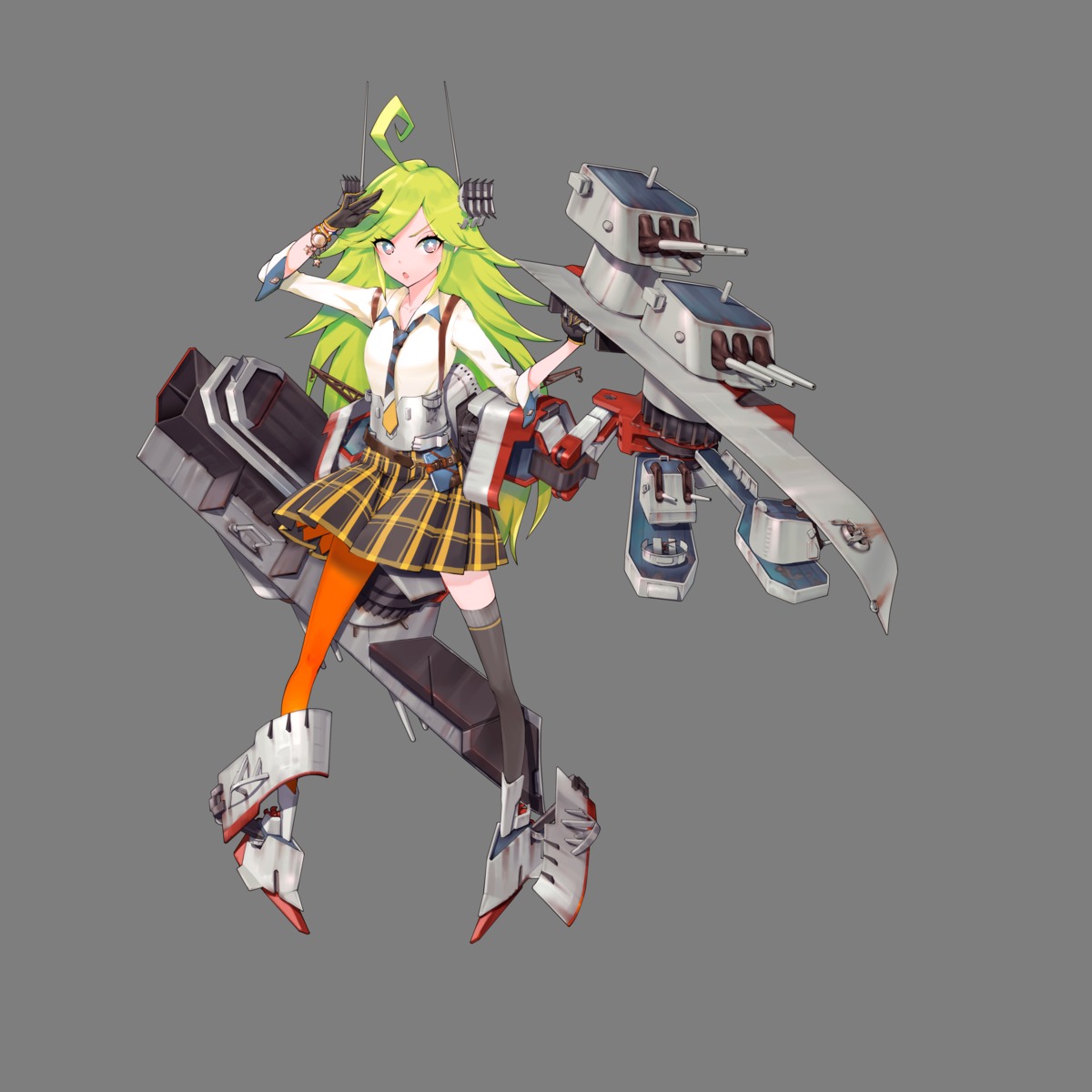 arimusume, battleship_girl, seifuku, thighhighs, transparent_png