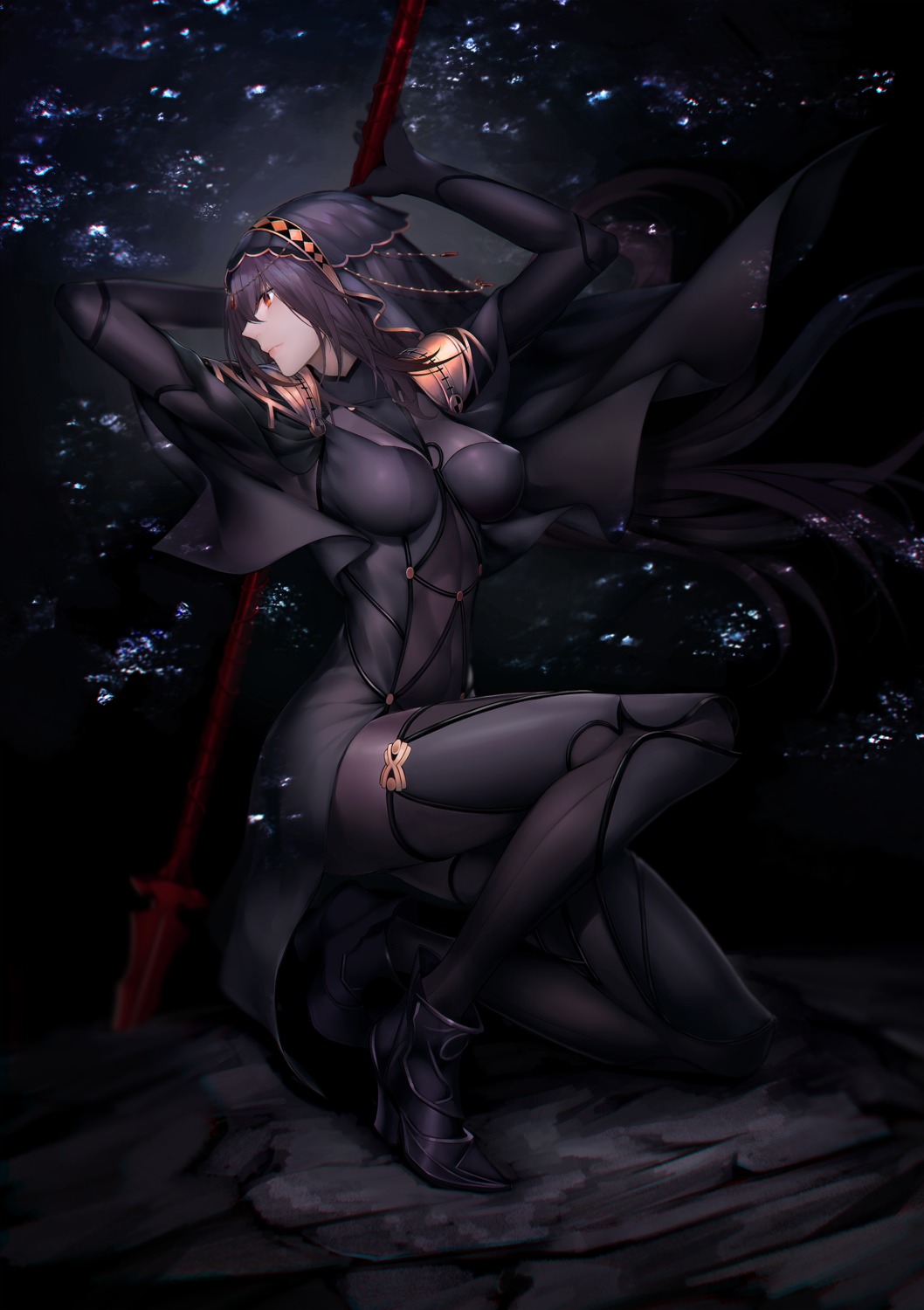 bodysuit, fate/grand_order, heels, scathach_(fate), weapon, yagitome87