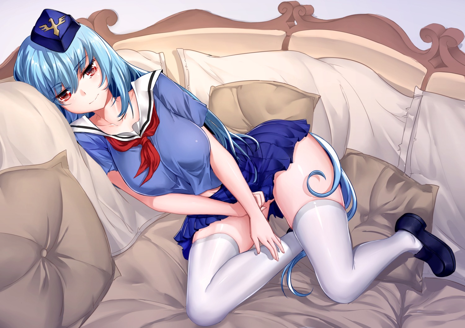 onceskylark, quincy_(zhanjianshaonv), seifuku, thighhighs, zhanjianshaonv