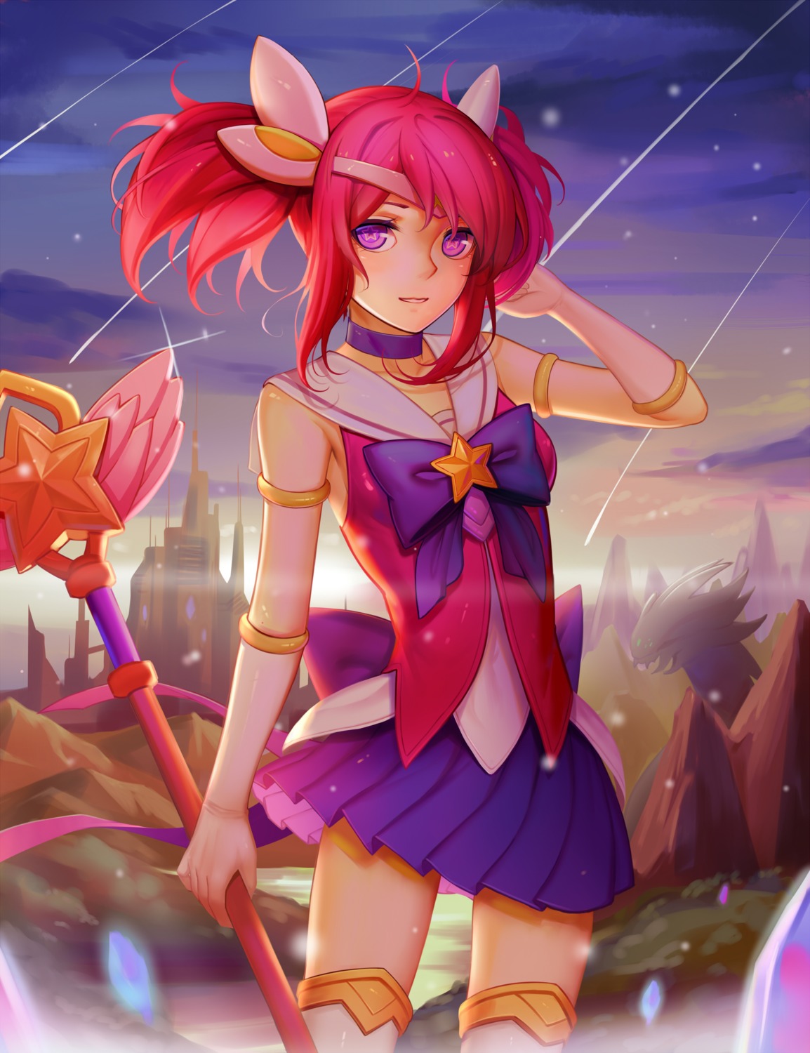 league_of_legends, luxanna_crownguard, sonikey0_0, thighhighs, weapon