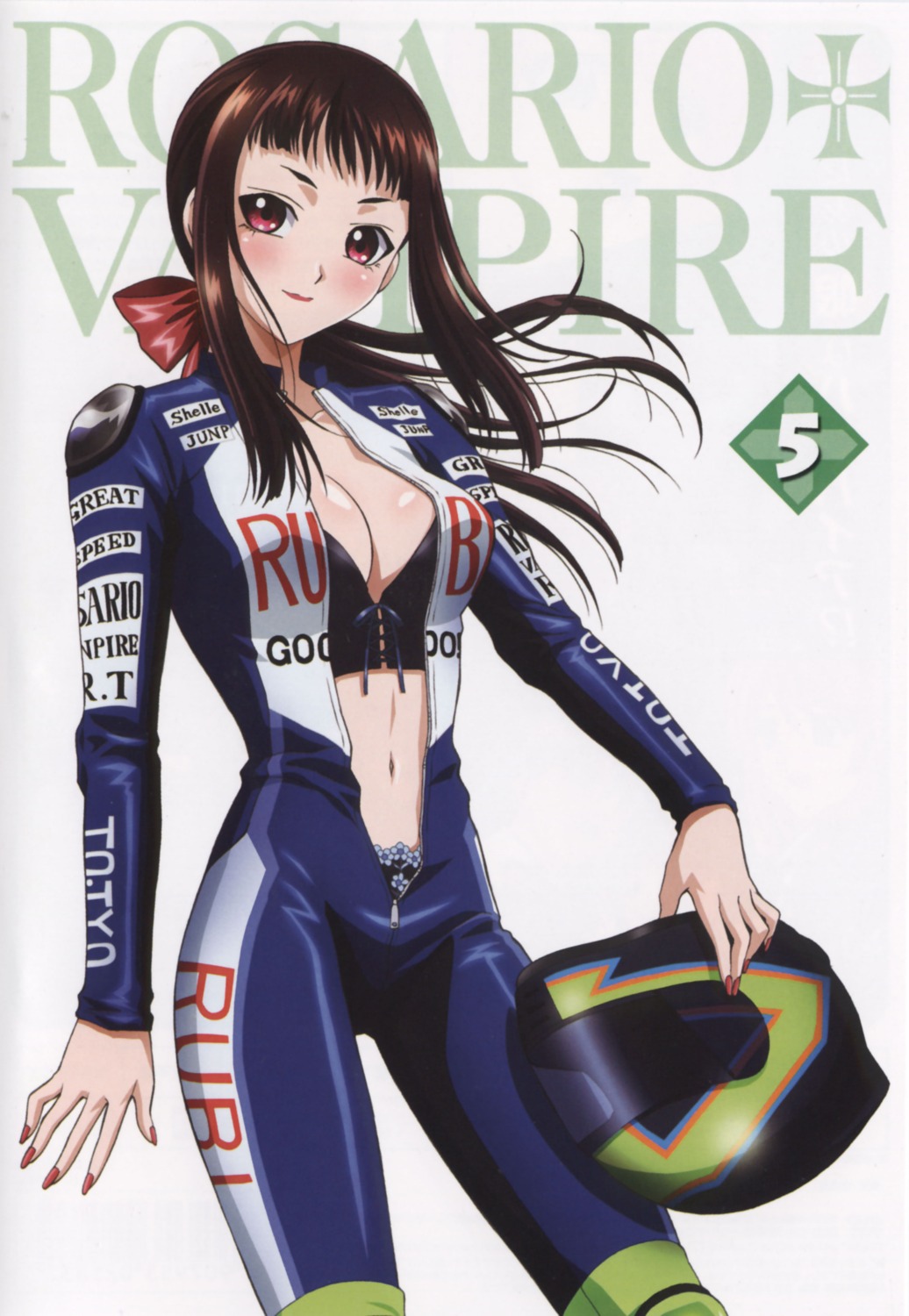 bodysuit, cleavage, disc_cover, lingerie, open_shirt, pantsu, rosario_to_vampire, toujou_rubi