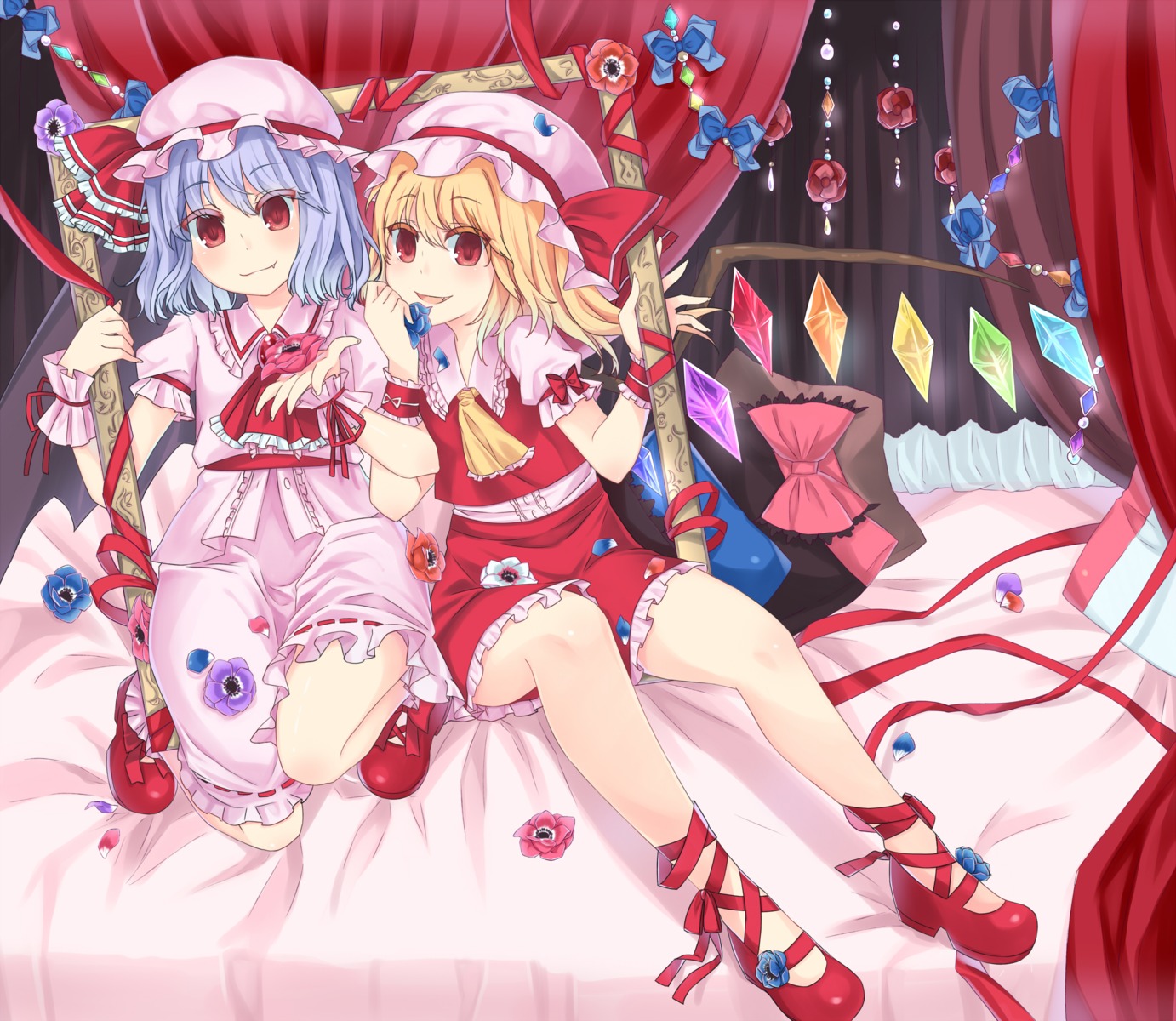 flandre_scarlet, haya_taro_pochi, remilia_scarlet, touhou, wings