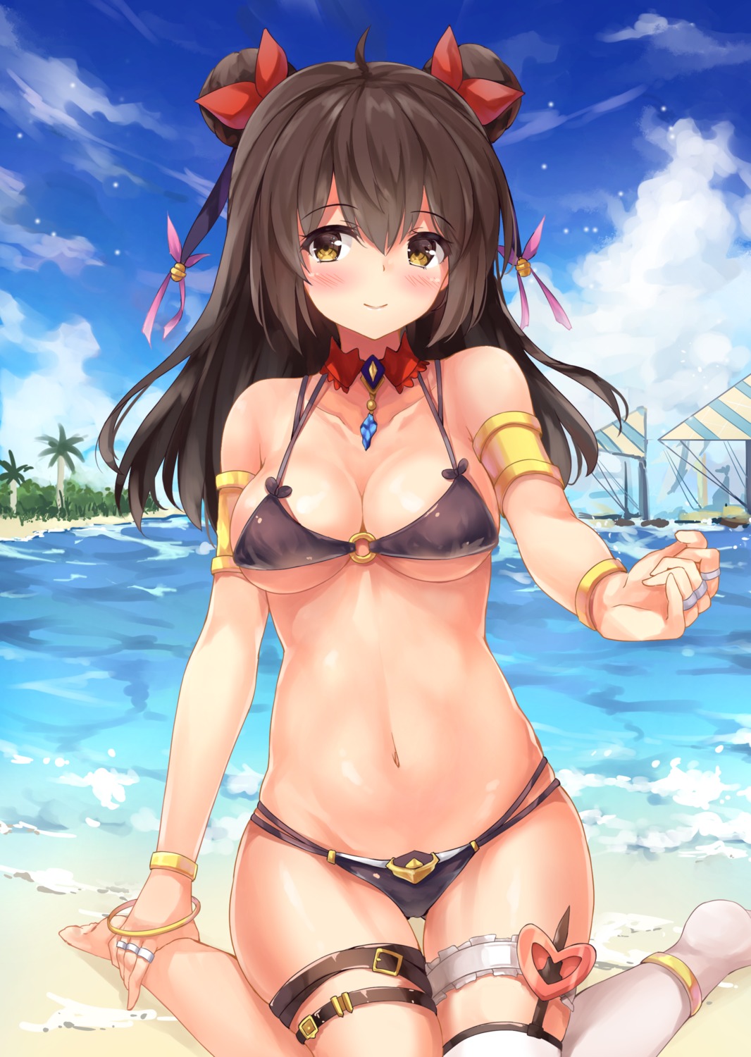 bikini, chitori, cleavage, garter, swimsuits, thighhighs, underboob