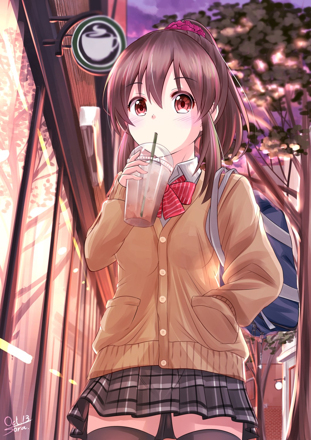 hori_yuuko, seifuku, sora_(silent_square), sweater, the_idolm@ster, the_idolm@ster_cinderella_girls, thighhighs