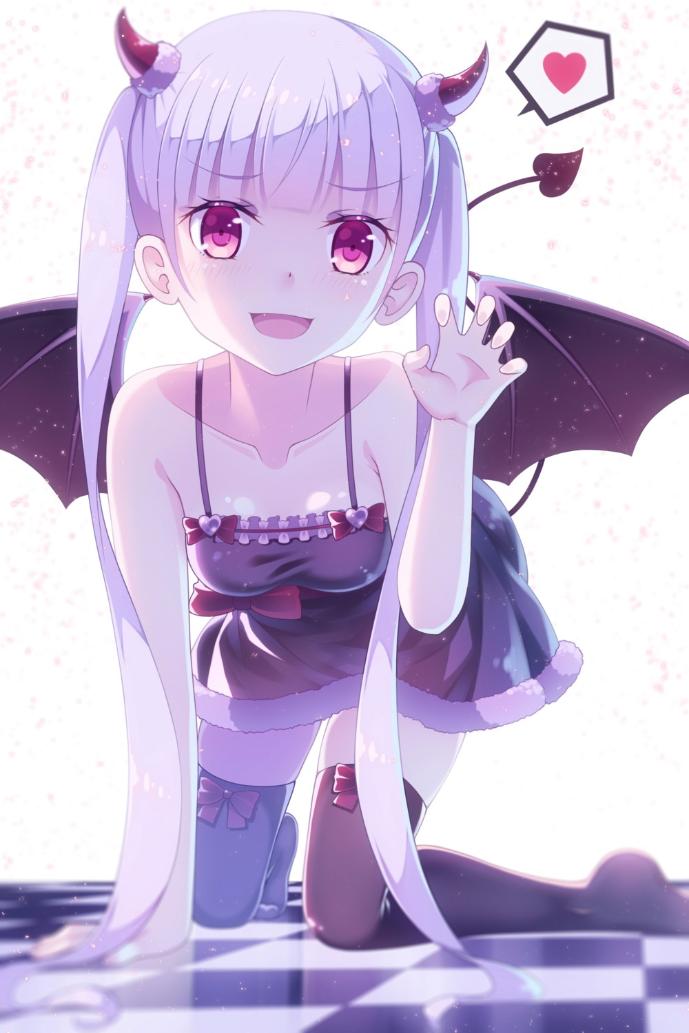 dress, horns, natsu97, new_game!, suzukaze_aoba, tail, thighhighs, wings