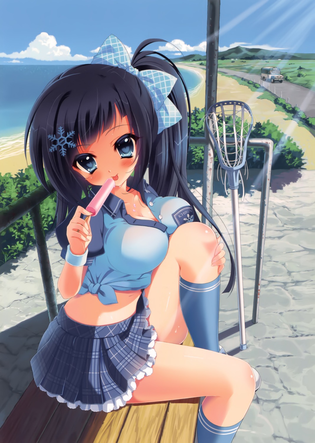 cleavage, cream, gym_uniform, ichi_rin, ponta