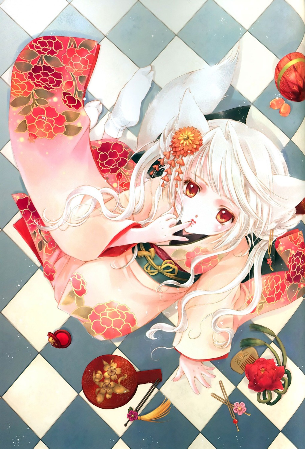 animal_ears, kimono, minakami_kaori