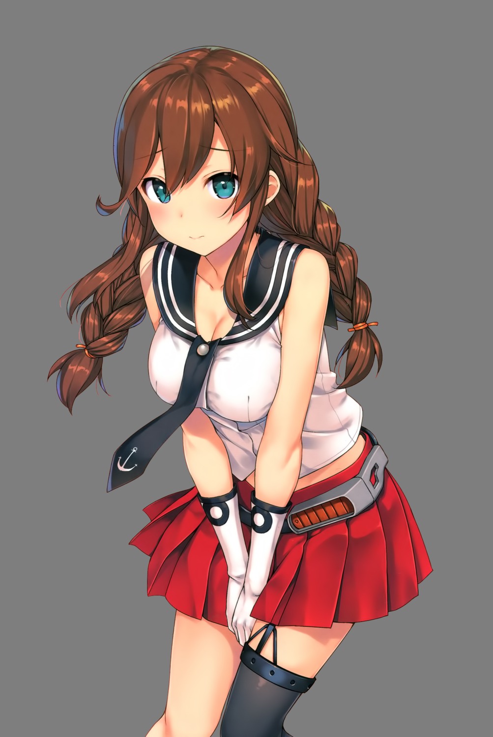 cleavage, detexted, kantai_collection, noshiro_(kancolle), photoshop, seifuku, takayaki, thighhighs, transparent_png