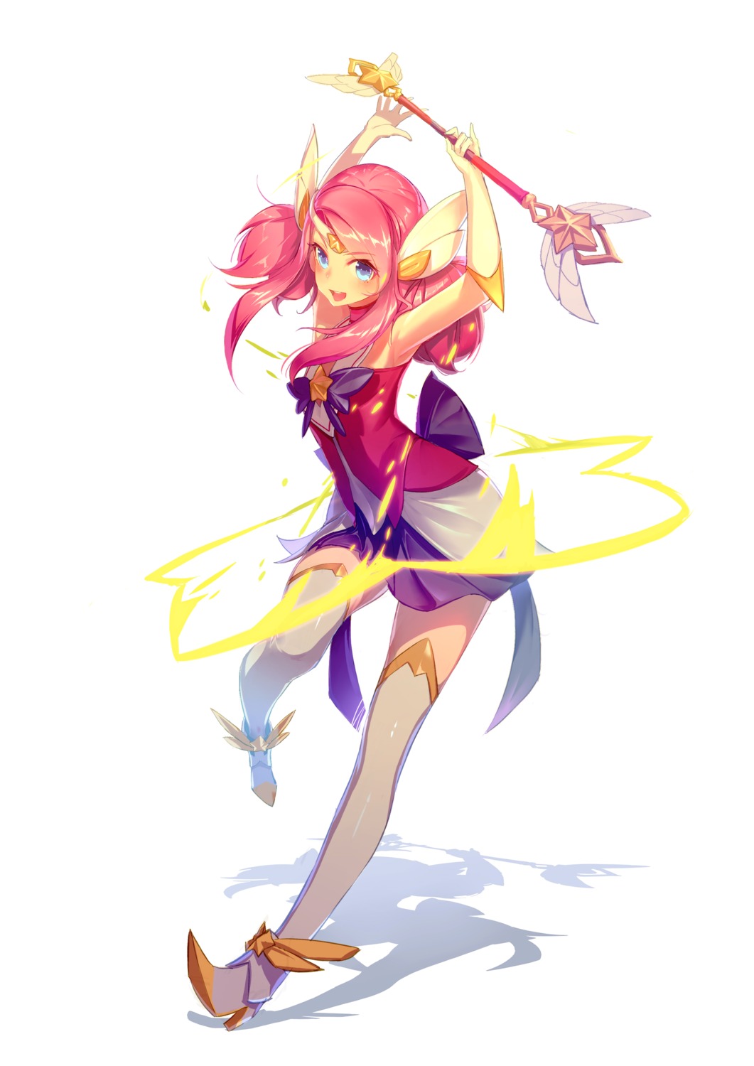 heels, league_of_legends, luxanna_crownguard, thighhighs, weapon, wu
