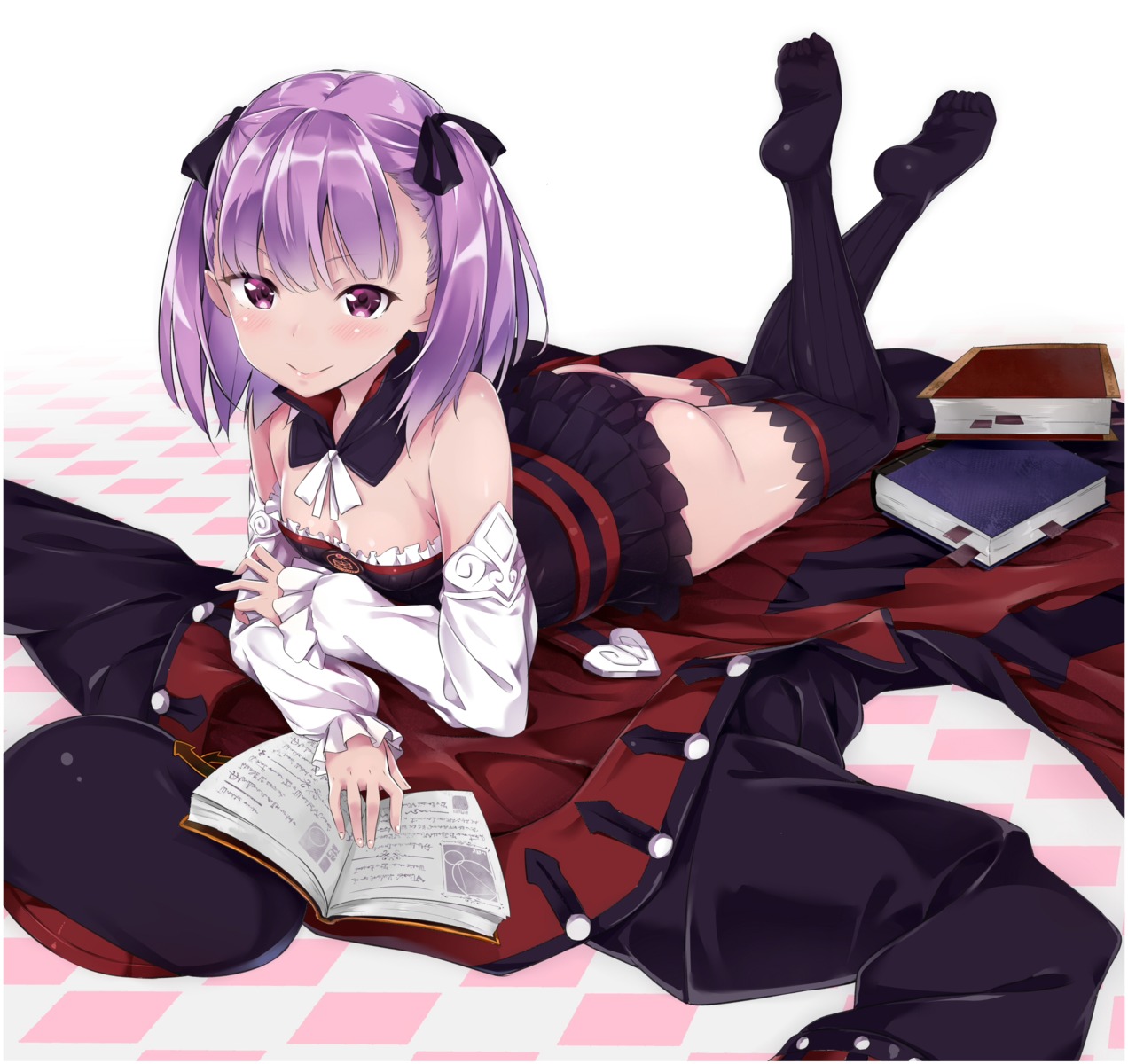 cleavage, dress, fate/grand_order, helena_blavatsky_(fate), mishin_(mbmnk), pantsu, thighhighs