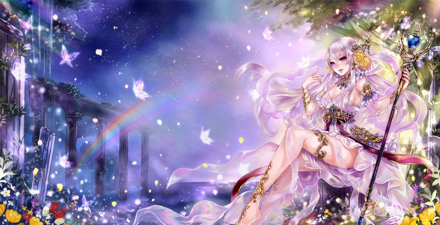 cleavage, dress, haruci, see_through, weapon