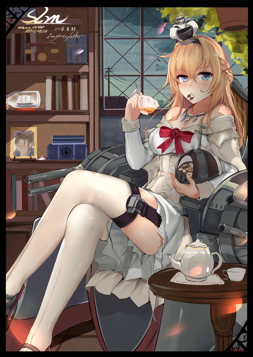 cleavage, dress, heels, kantai_collection, slm, stockings, thighhighs, warspite_(kancolle)