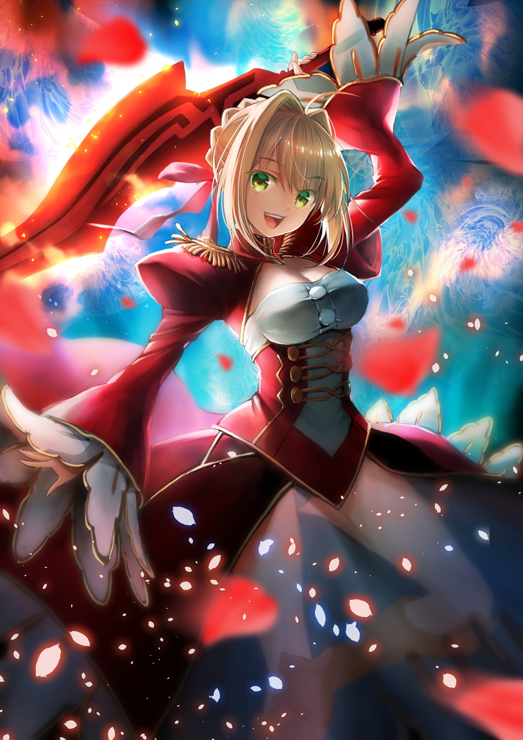 cleavage, dress, fate/extra, fate/stay_night, nero_claudius_(fate), pantsu, see_through, suishougensou