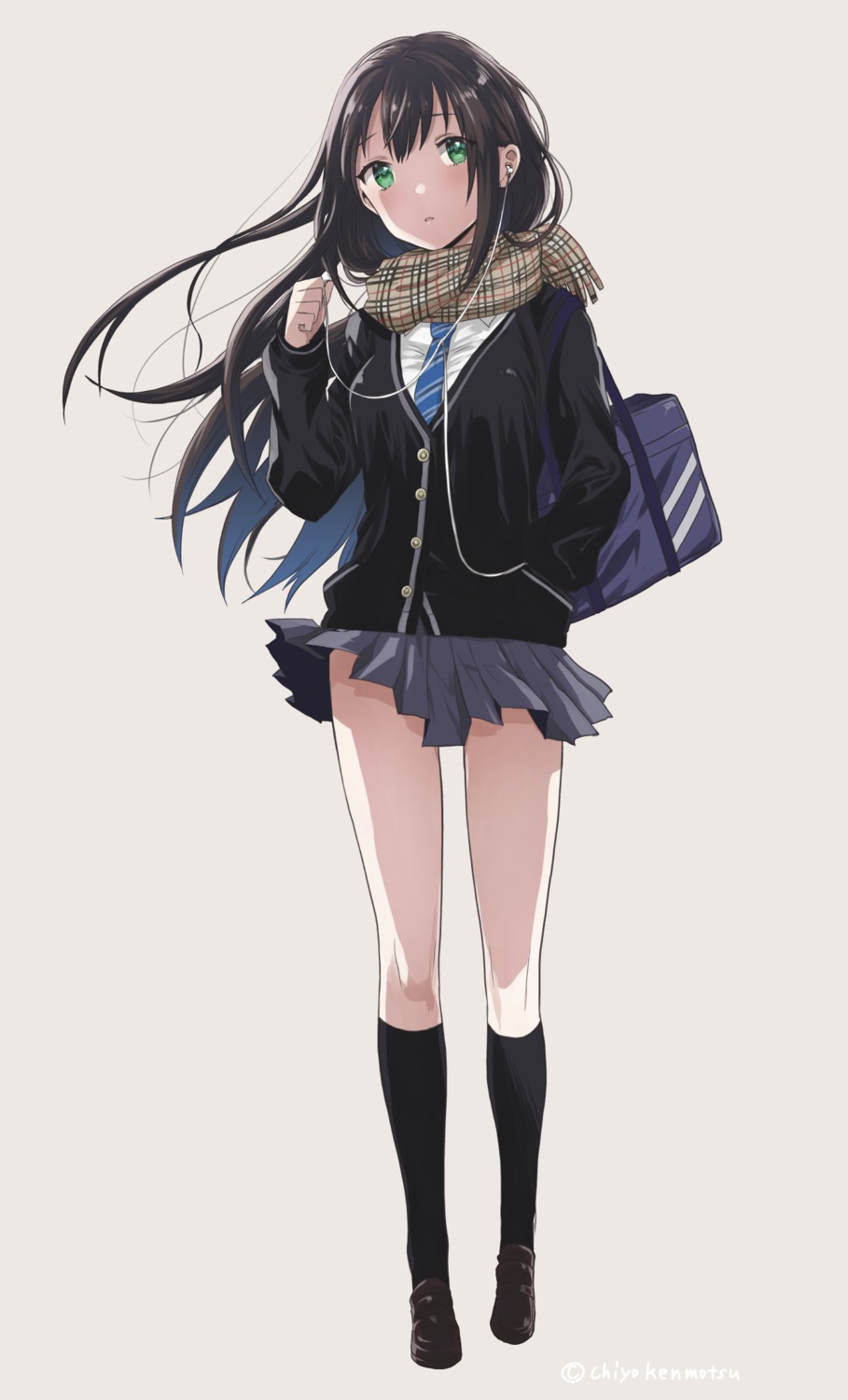 headphones, kenmotsu_chiyo, seifuku, shibuya_rin, sweater, the_idolm@ster, the_idolm@ster_cinderella_girls, the_idolm@ster_cinderella_girls_starlight_stage