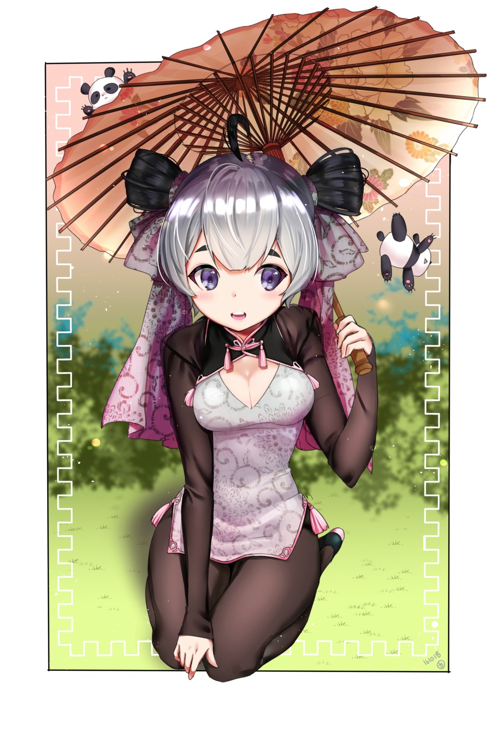 chinadress, cleavage, hieung, pantyhose, see_through, umbrella