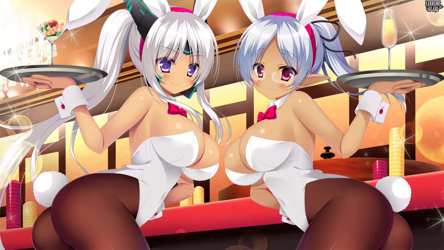 animal_ears, ass, bunny_ears, bunny_girl, cleavage, kerberos_blade, megane, pantyhose