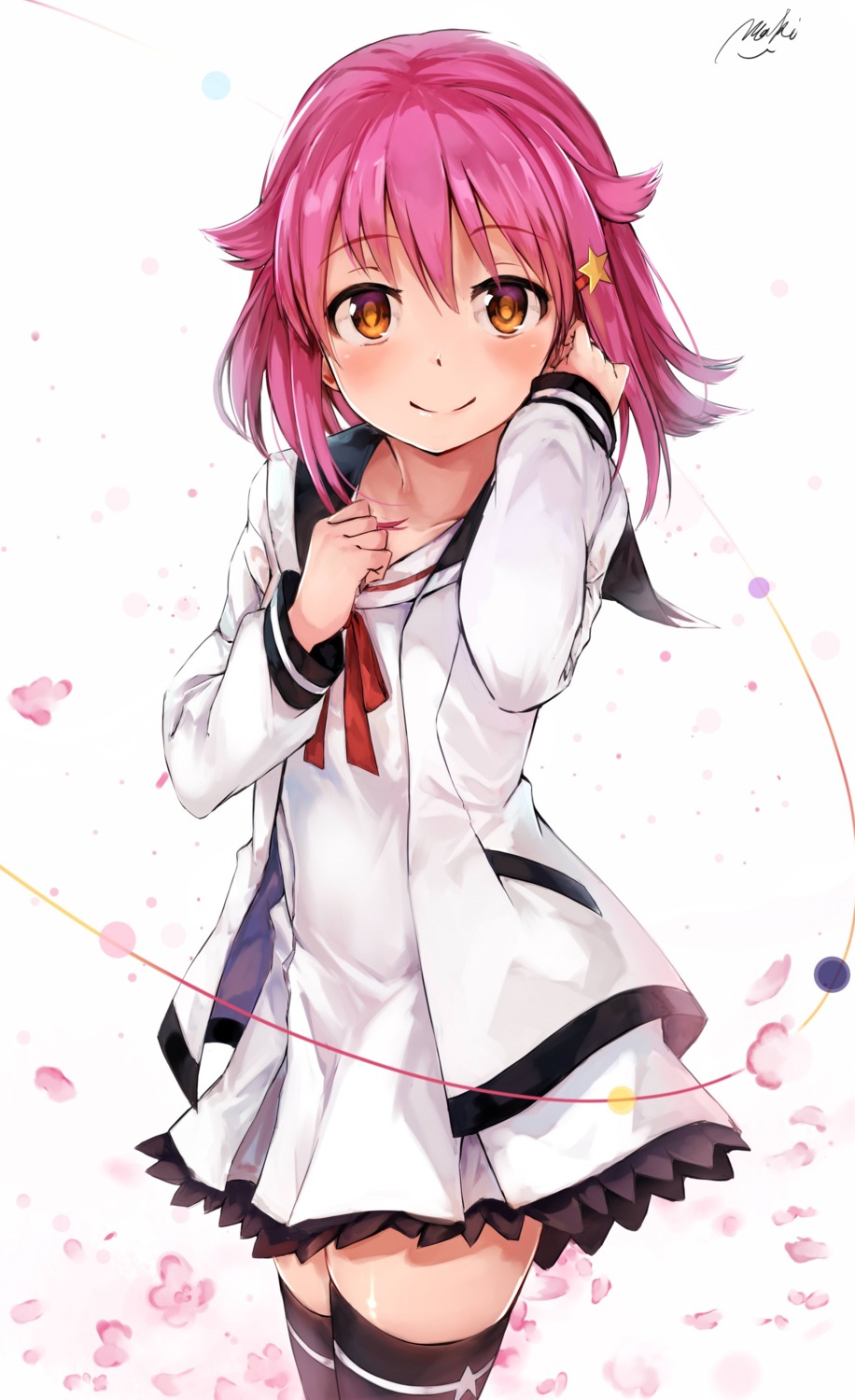 aramaki_echizen, houkago_no_pleiades, seifuku, subaru_(houkago_no_pleiades), thighhighs