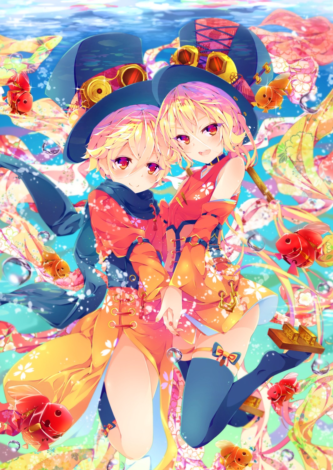 dennryuurai, japanese_clothes, thighhighs