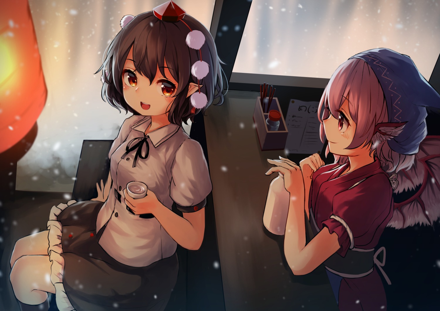 mystia_lorelei, pointy_ears, pyonsuke_(pyon2_mfg), shameimaru_aya, touhou, wings