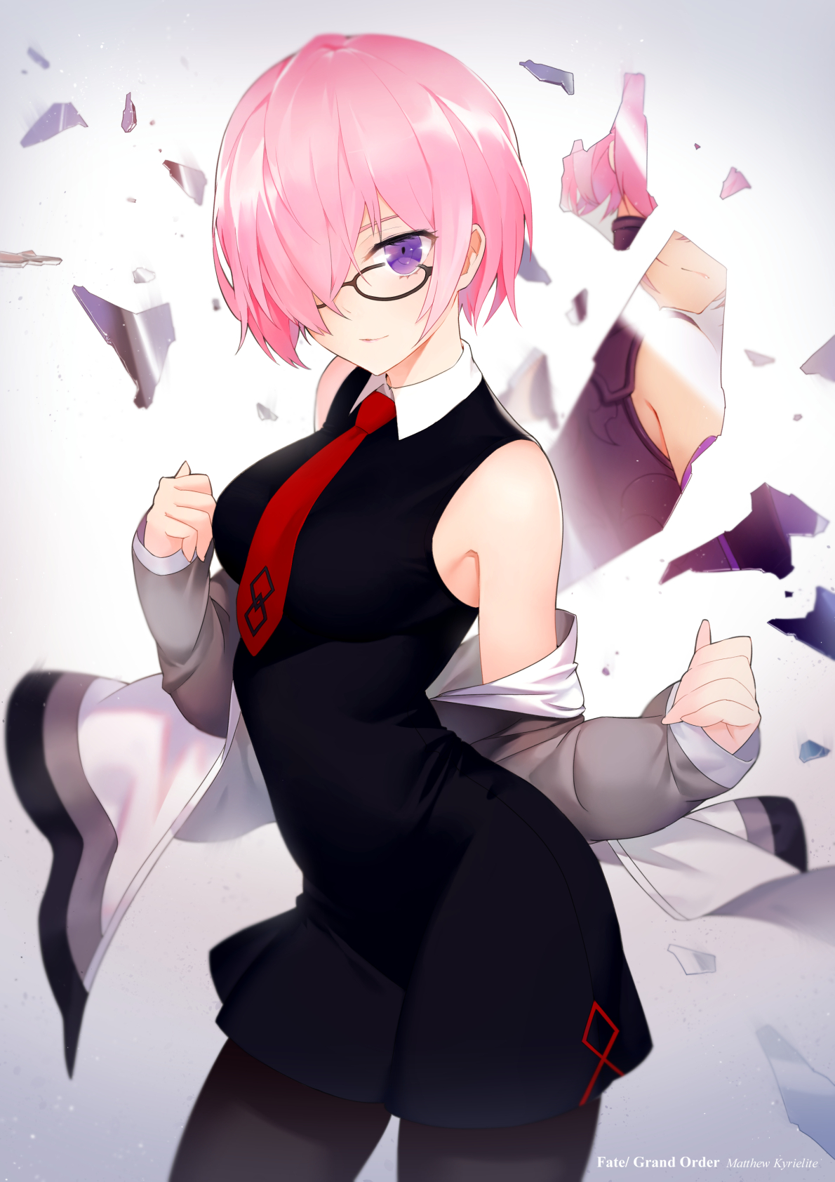 dress, fate/grand_order, felix_(felix901123), mash_kyrielight, megane, pantyhose